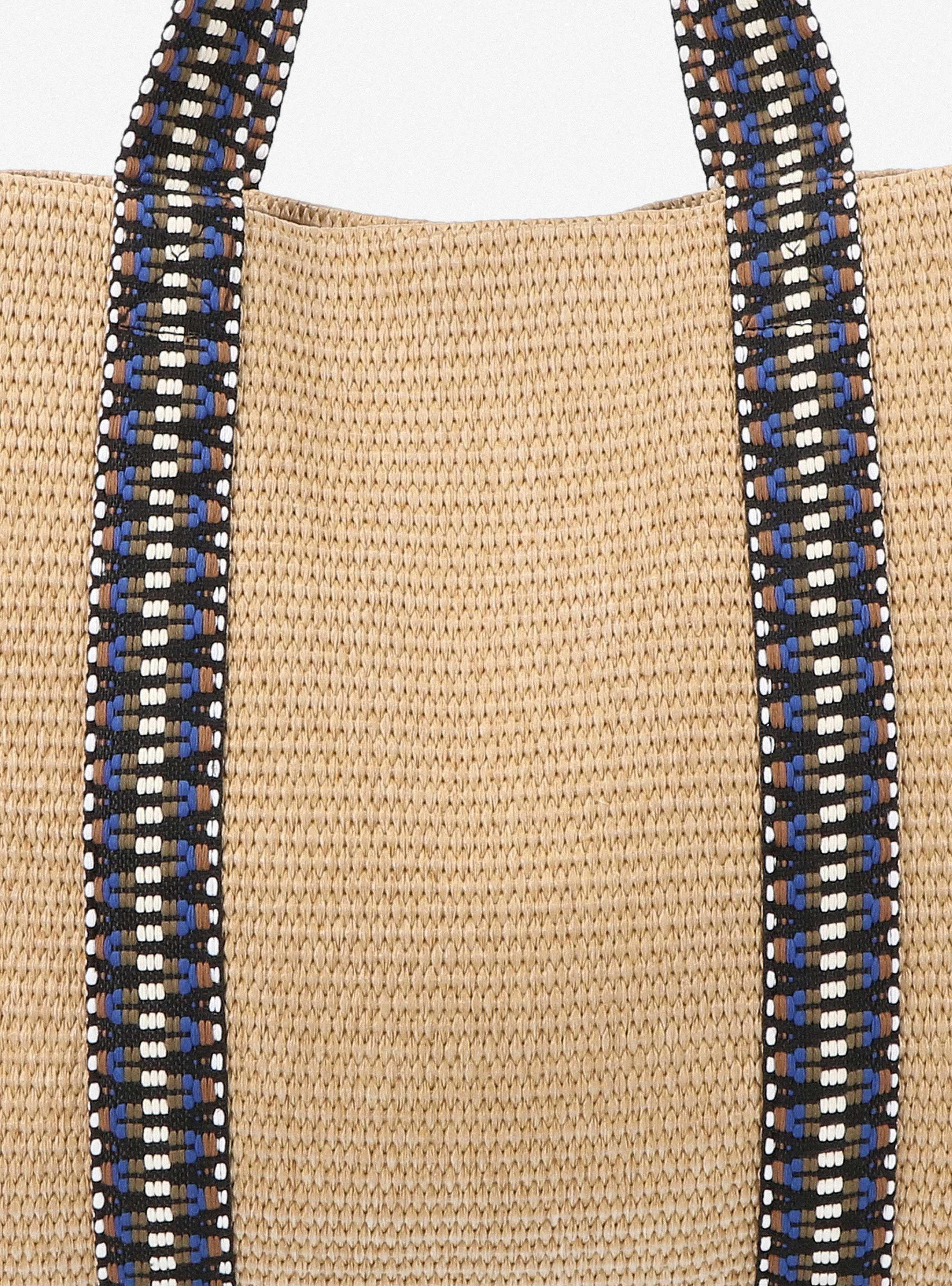 Cartera Totebag Efecto Raffia Tejida-6