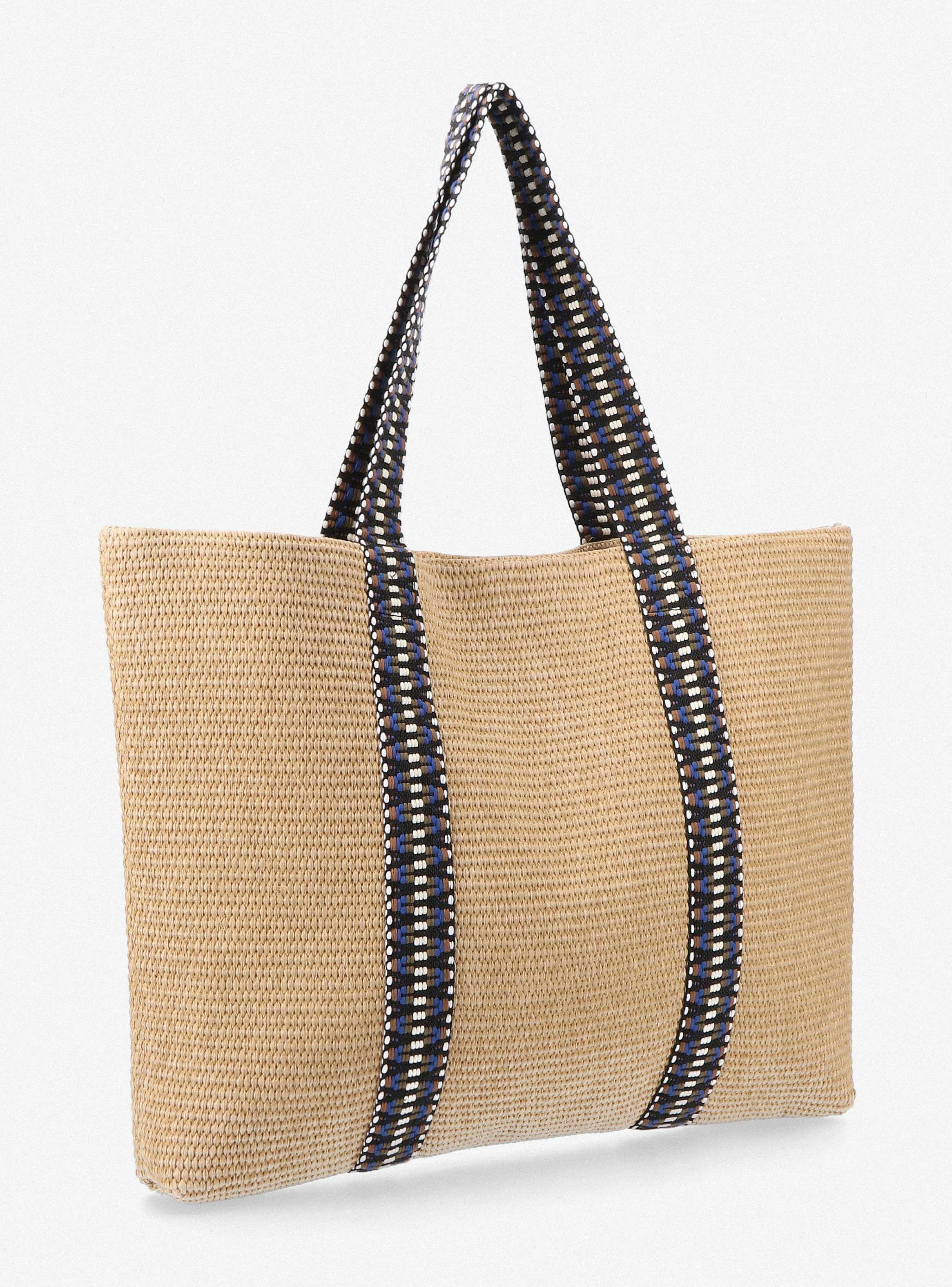 Cartera Totebag Efecto Raffia Tejida-3