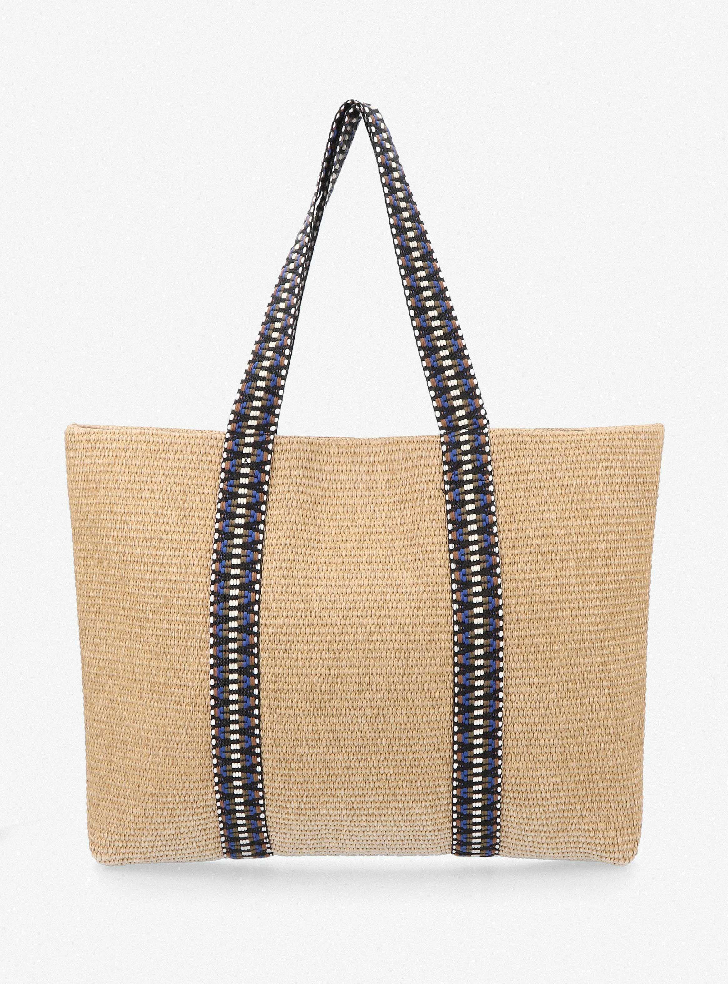 Cartera Totebag Efecto Raffia Tejida-4
