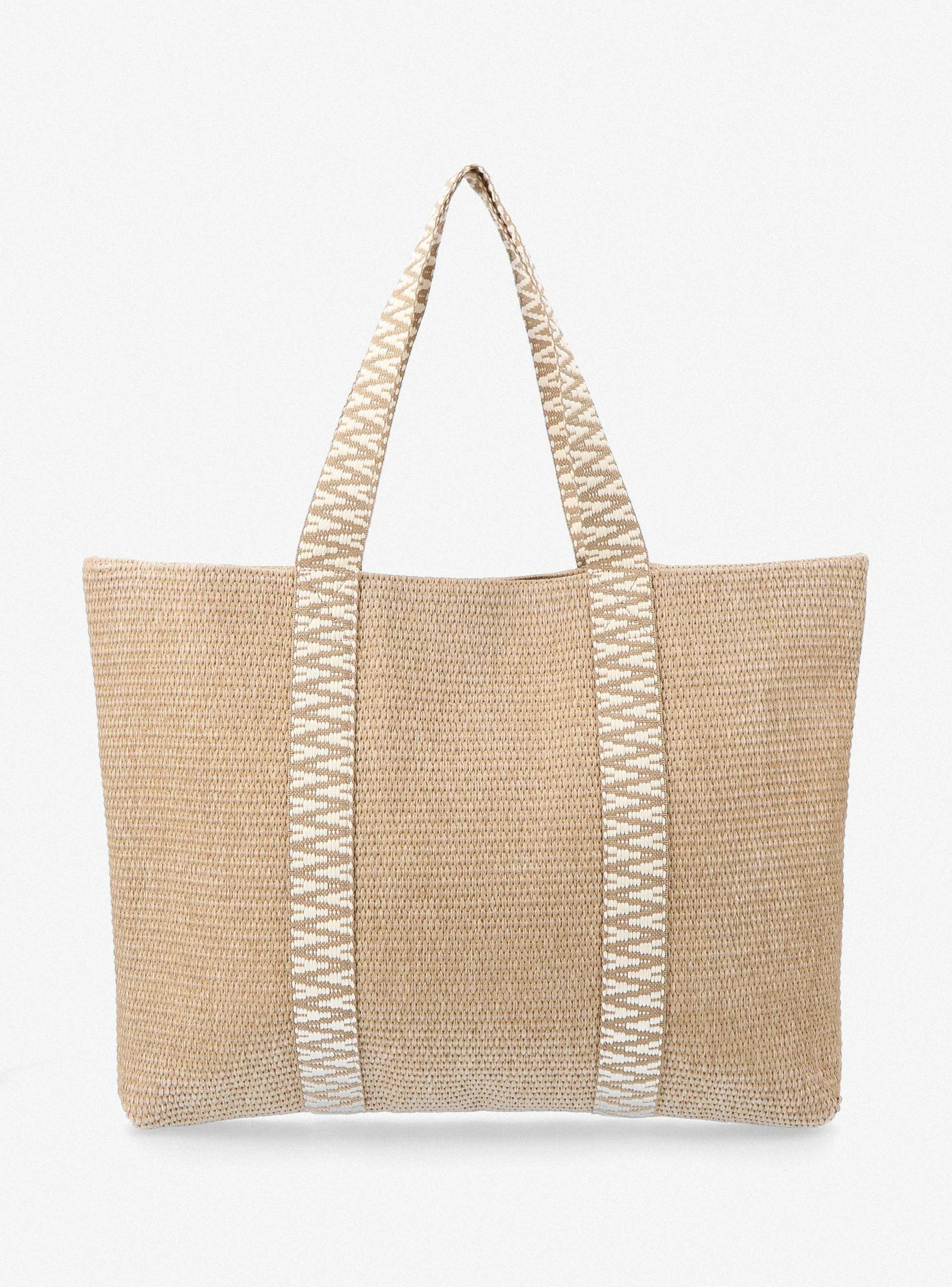 Cartera Totebag Efecto Raffia Tejida-0