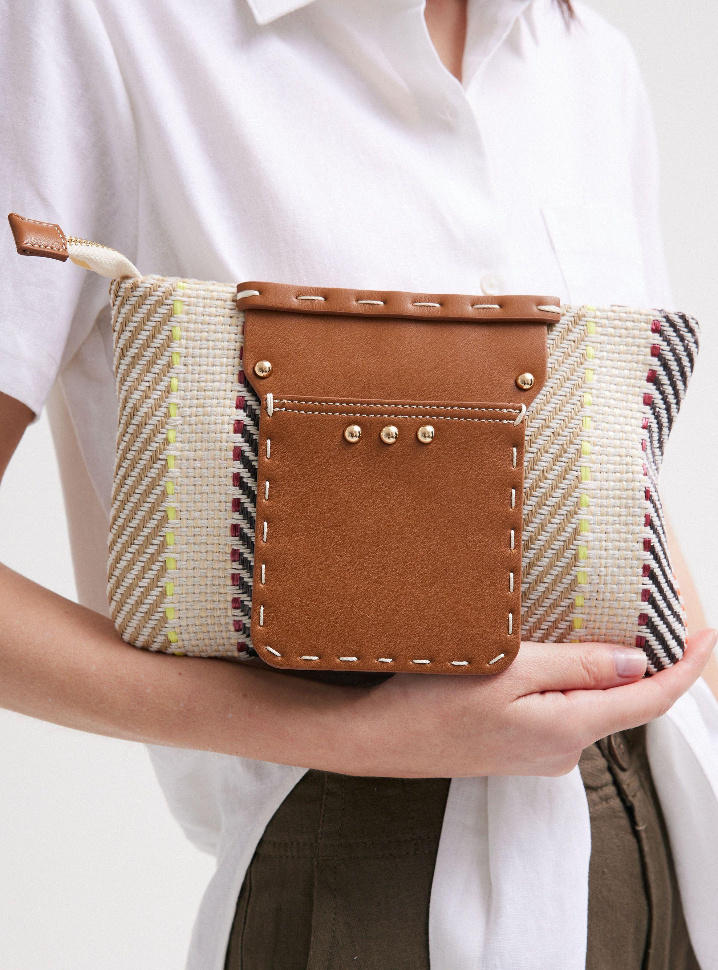 Cartera de Mano Sobre Cartera Efecto Raffia Colores-1