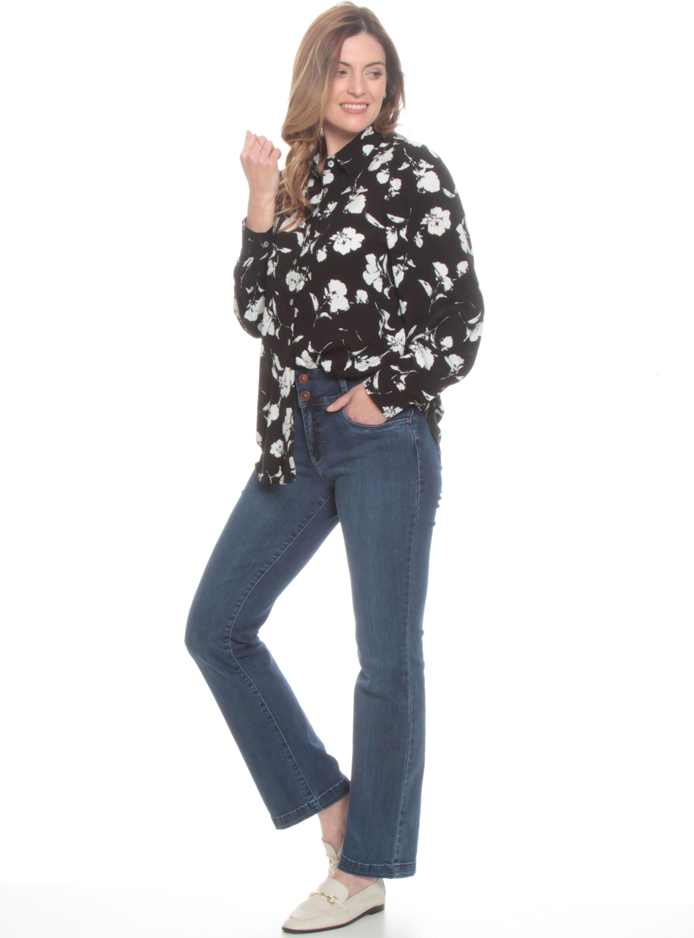 Blusa Estampada Cuello Camisero Botones Delantero-3