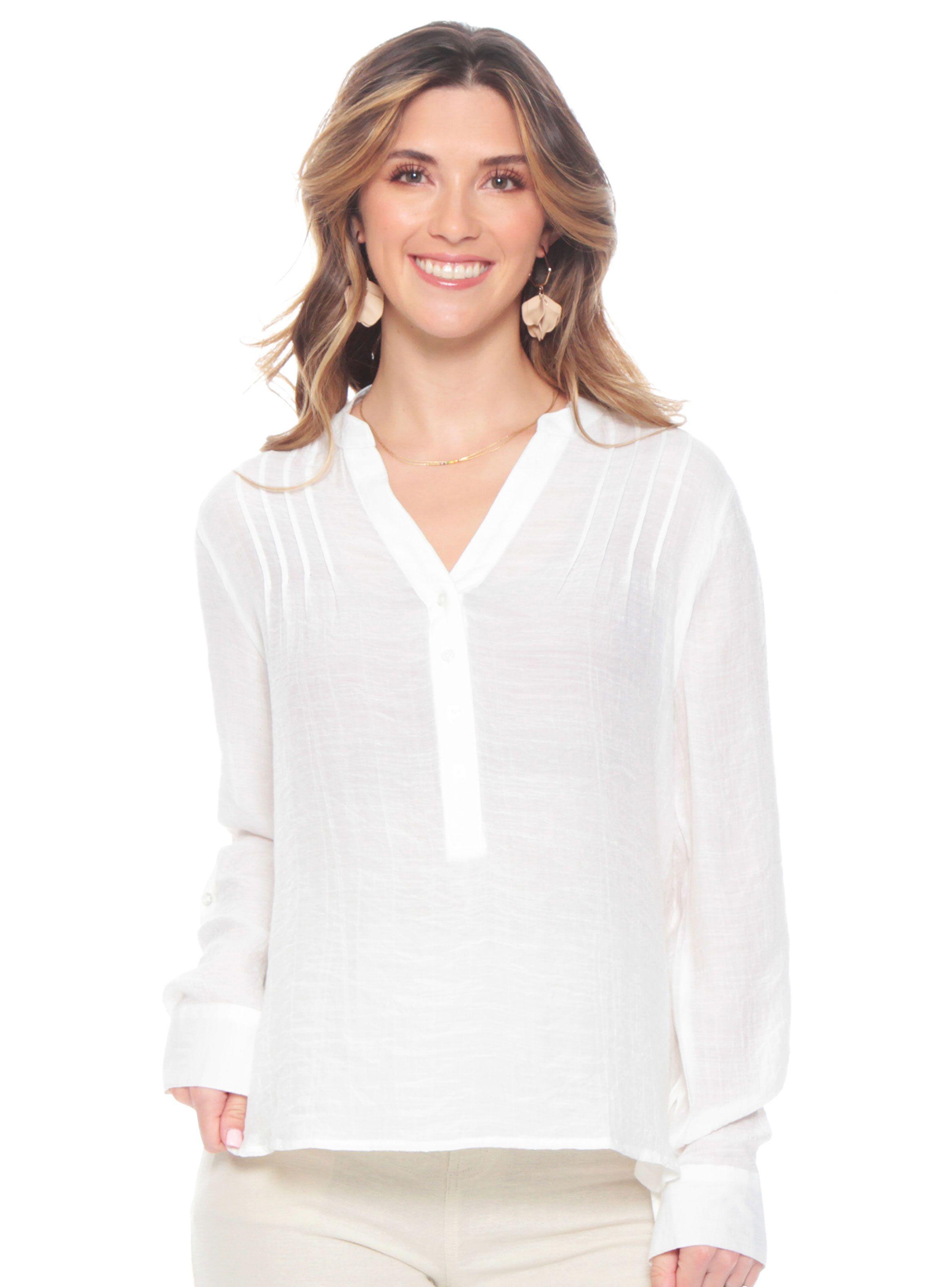 Blusa Manga Larga Sólida-0