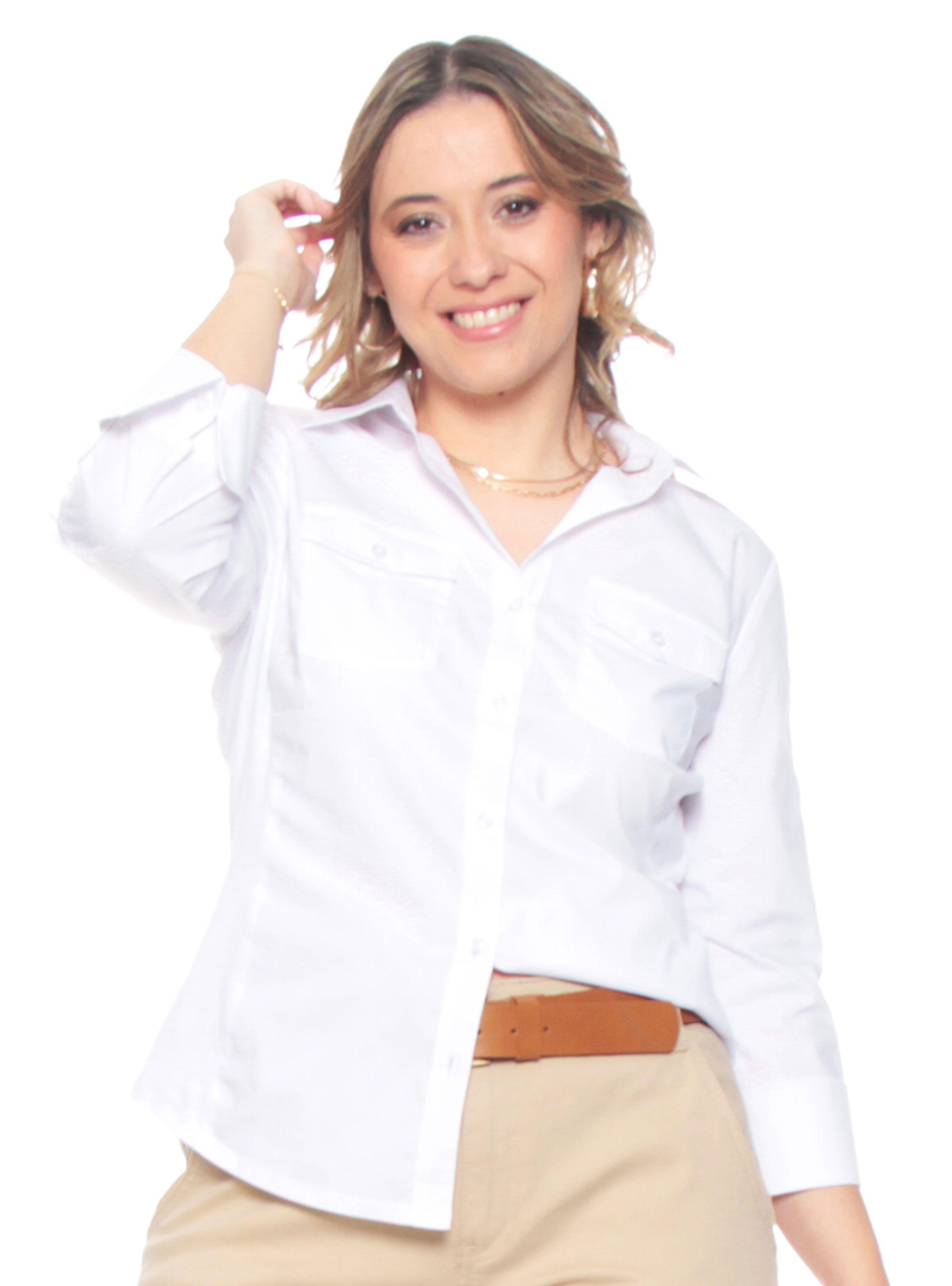 Blusa Manga Larga Abotonada Con Aplicación En Manga-2