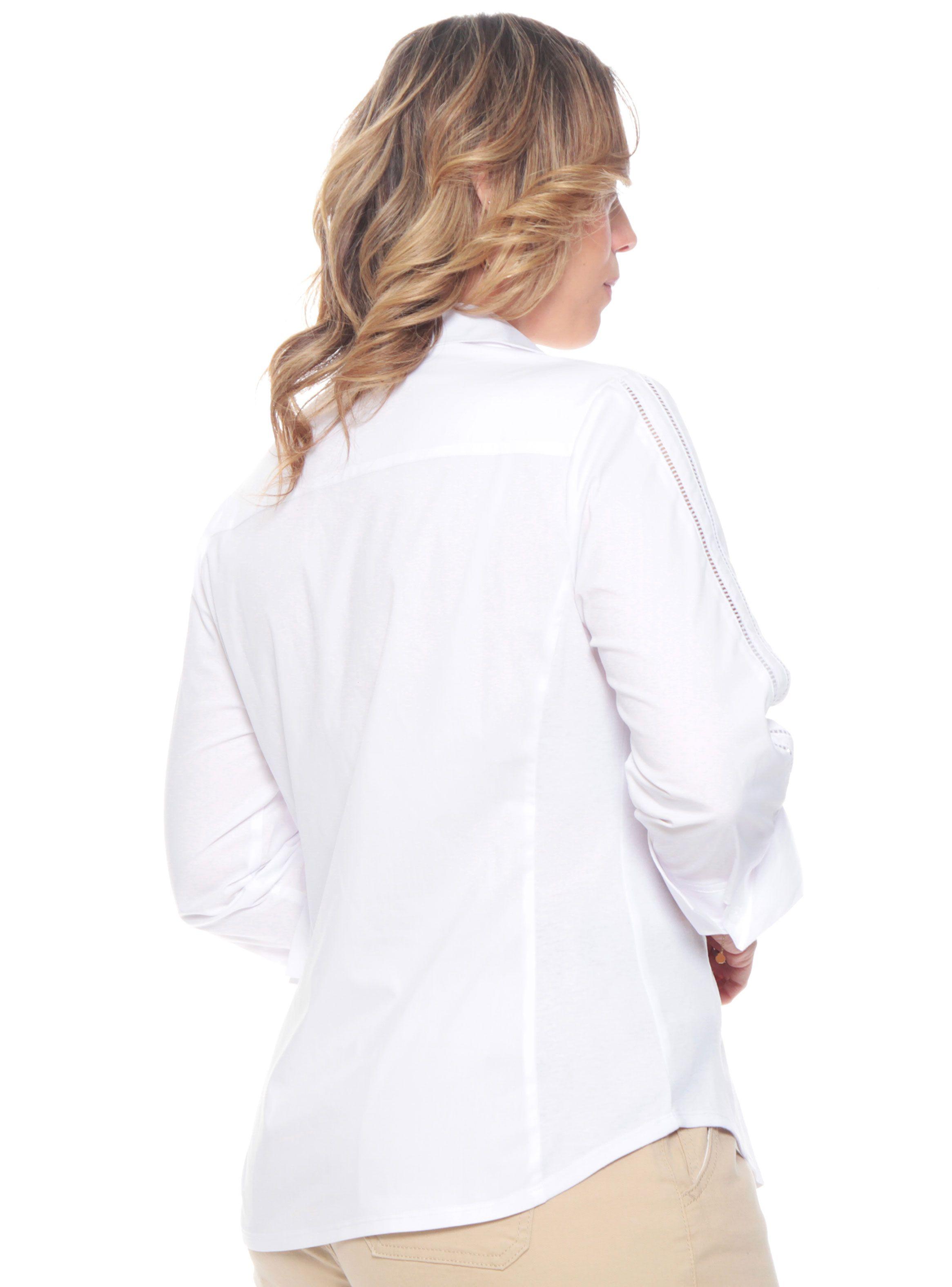Blusa Manga Larga Abotonada Con Aplicación En Manga-1