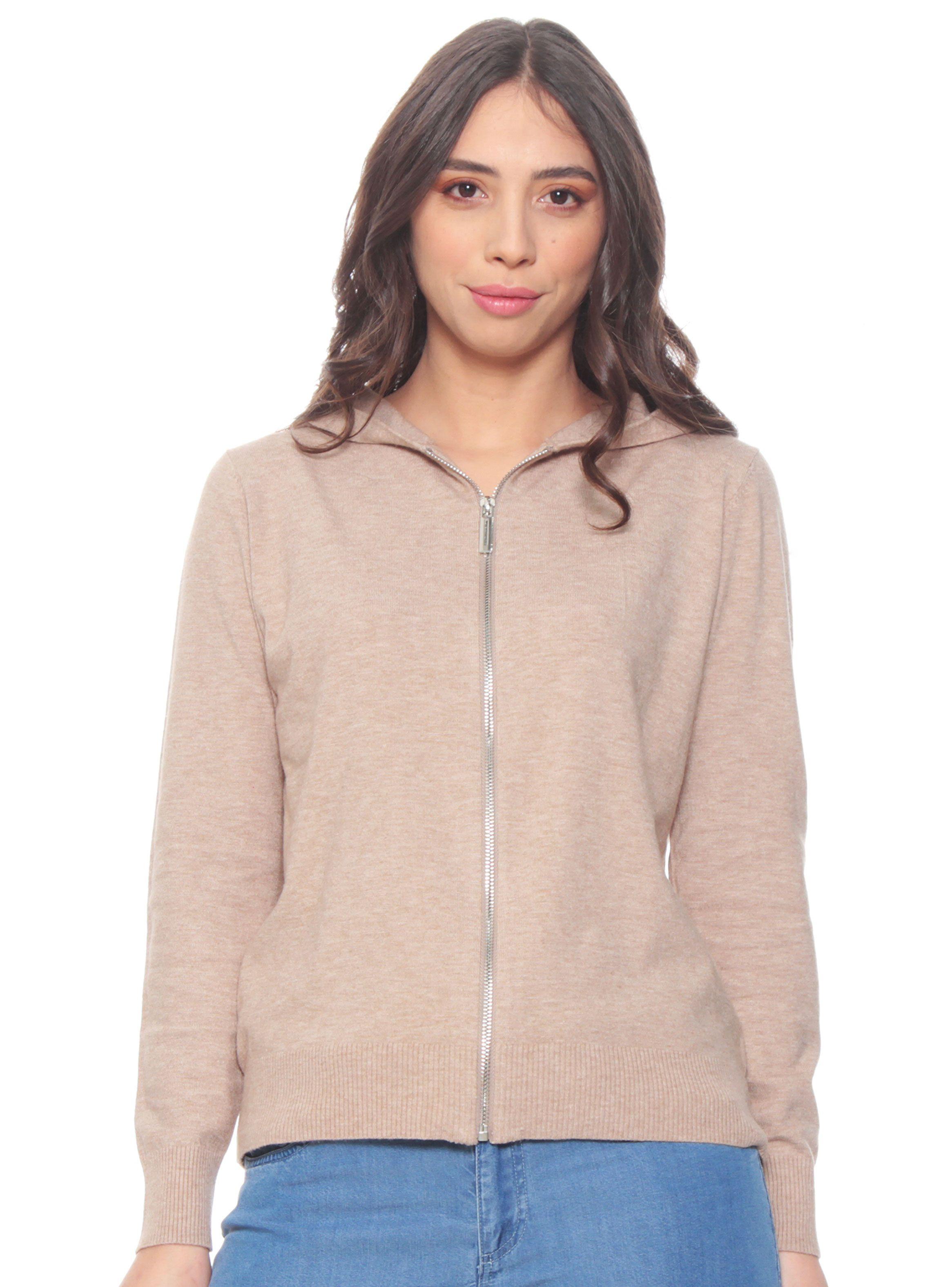 Chaleco Manga Larga con Cierre en Delantero y Capucha-0