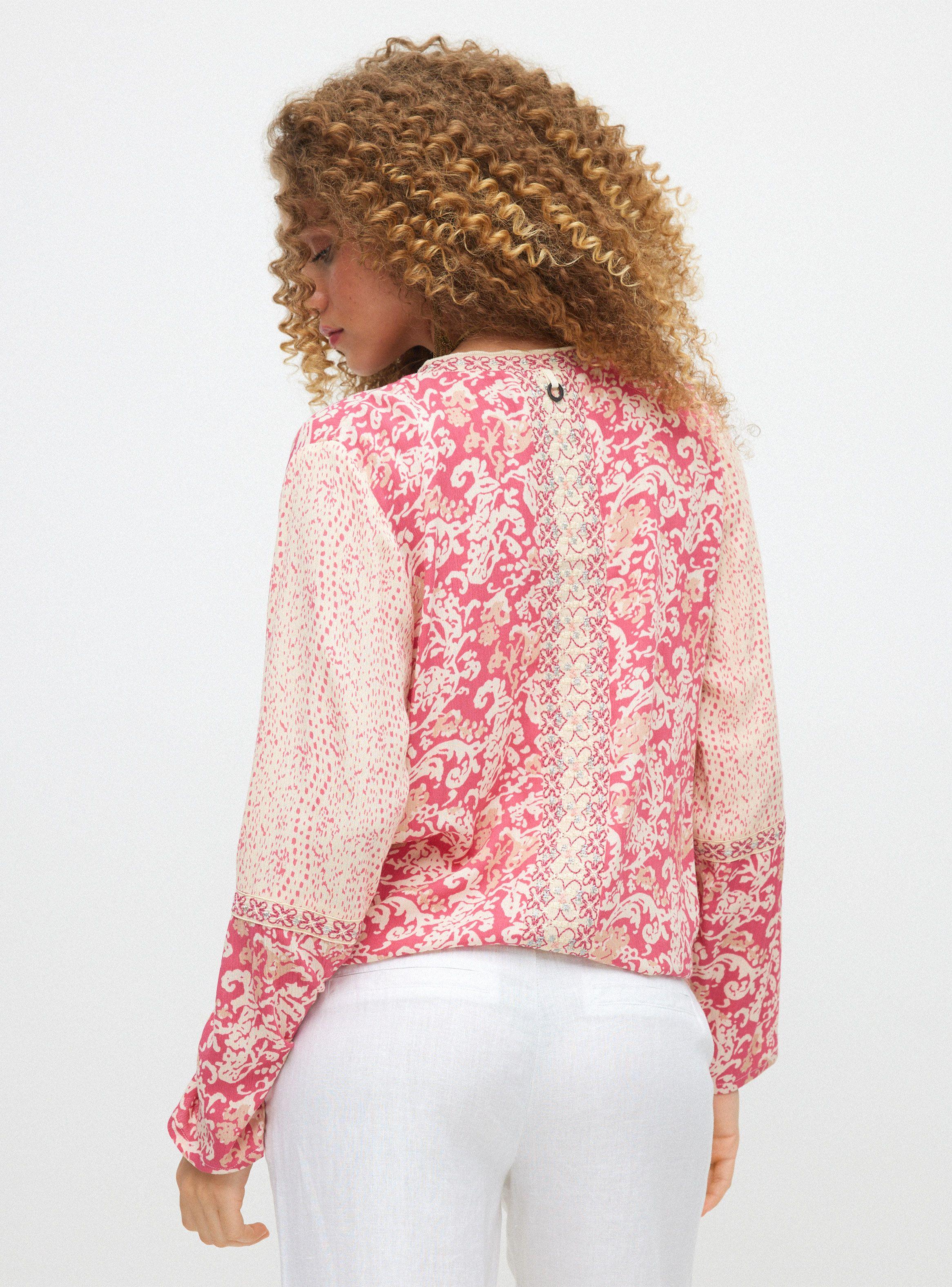 Blusa Blusón Estampado y Detalles Bordados-1