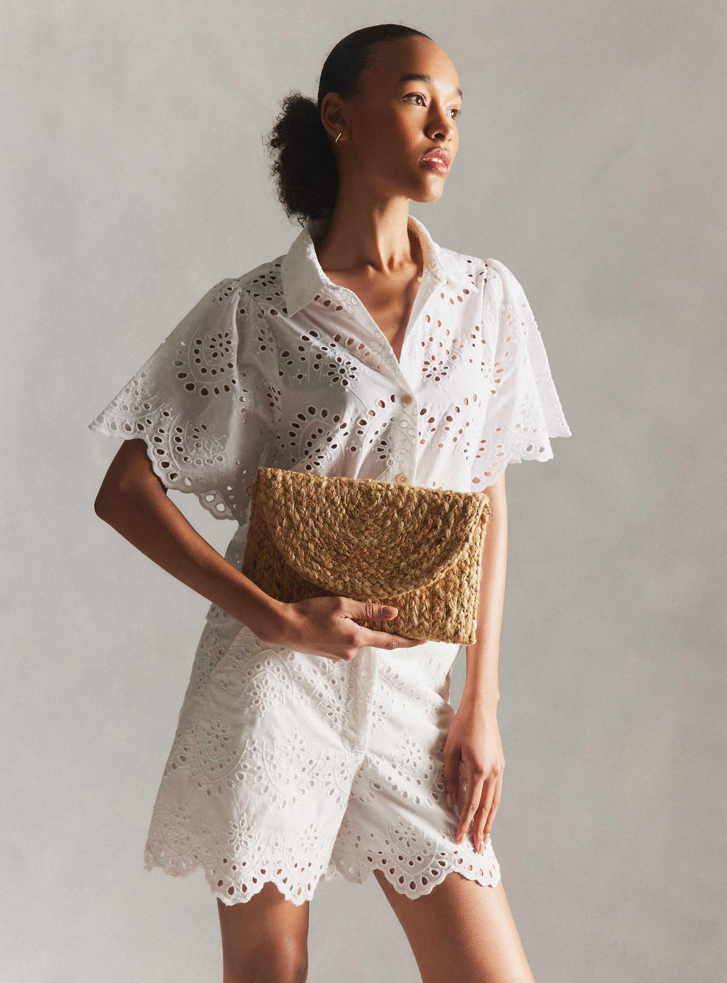 Cartera de Raffia Tipo Sobre con Cadena-0