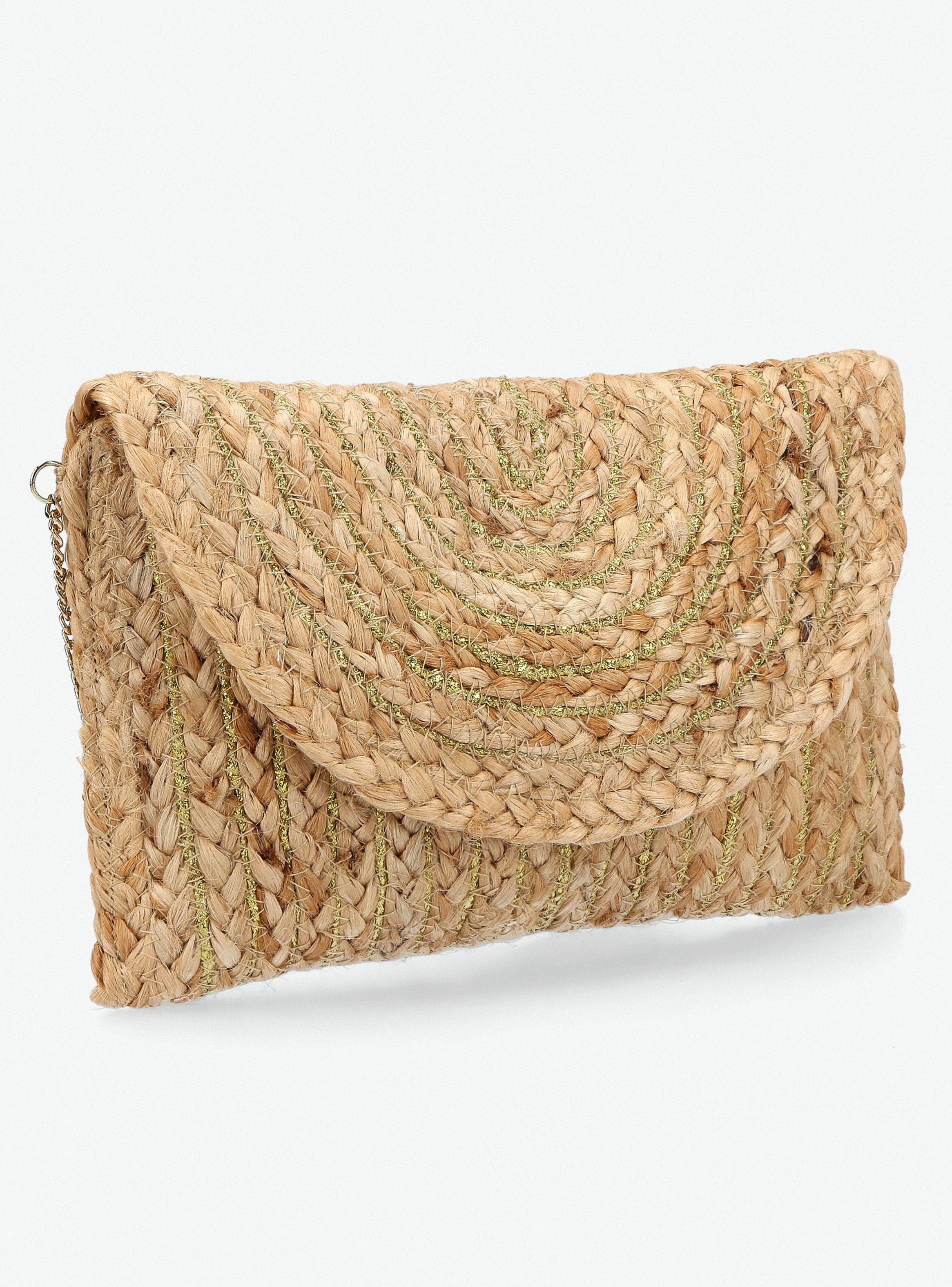 Cartera de Raffia Tipo Sobre con Cadena-3