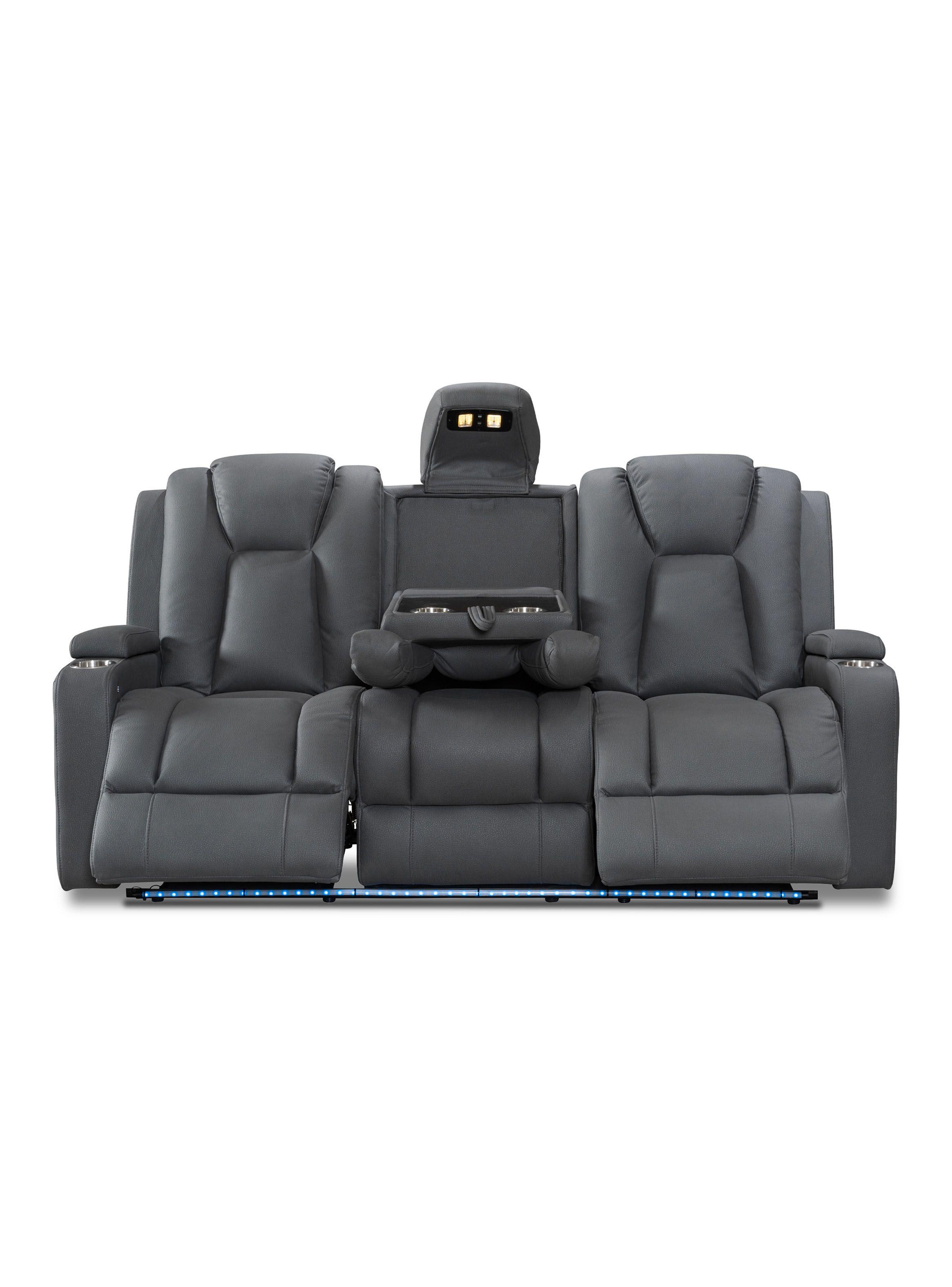Sofá Reclinable Full Granada 3 Cuerpos Gris-2