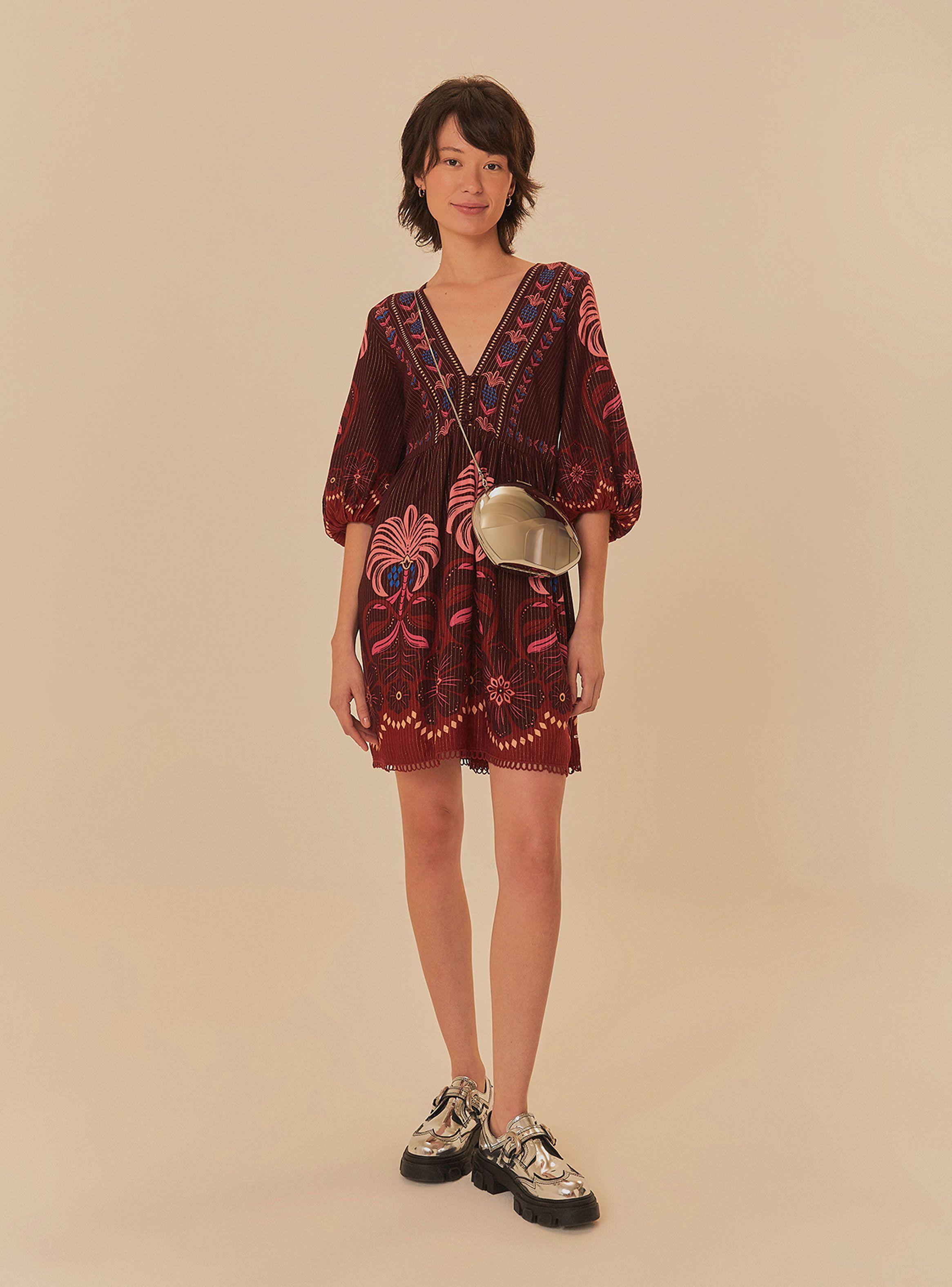 Vestido Manga Abullonada con Botones en el Centro-0