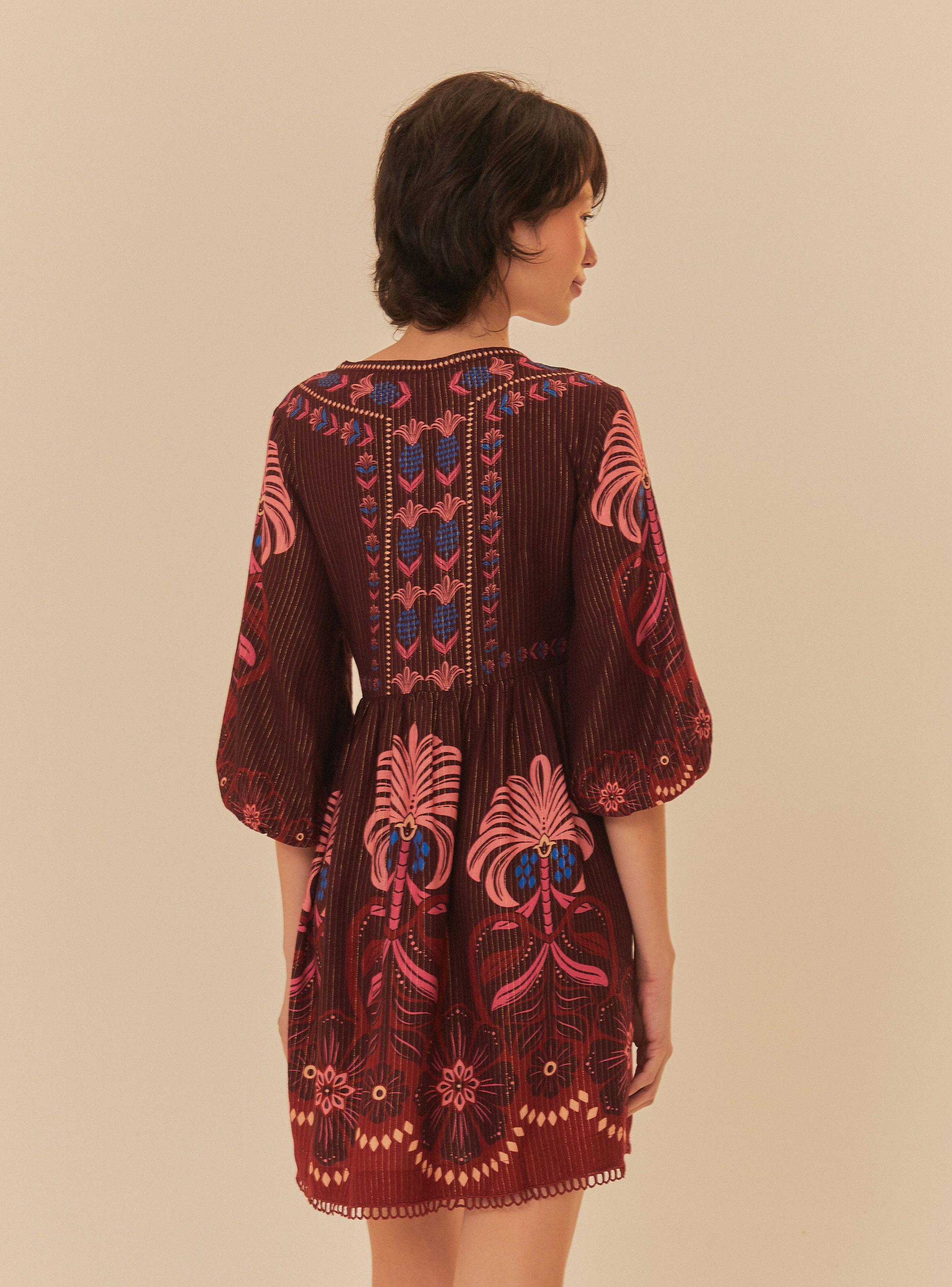 Vestido Manga Abullonada con Botones en el Centro-1