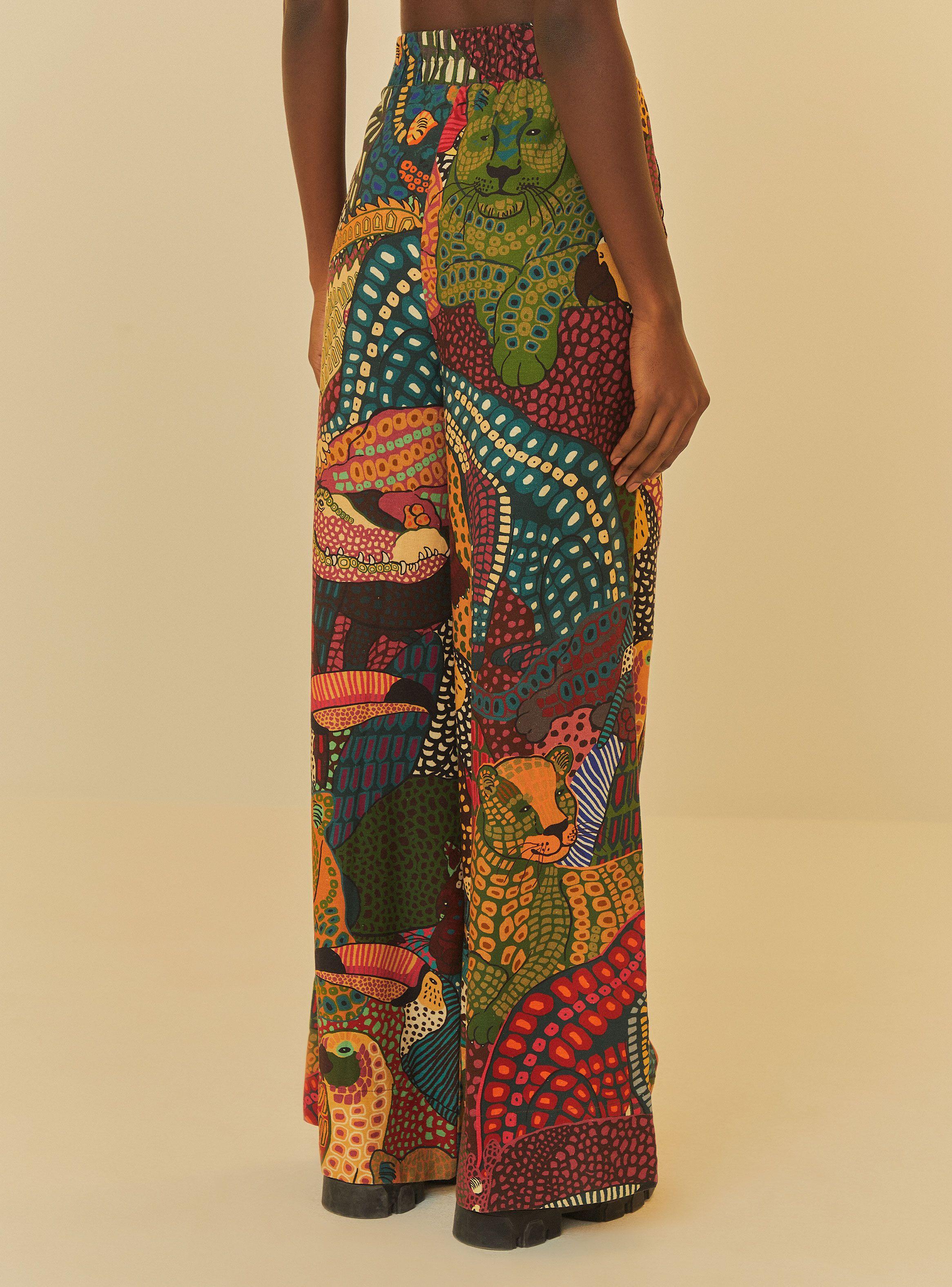 Pantalón de Lino con Lazo en la Cintura Colorido-1