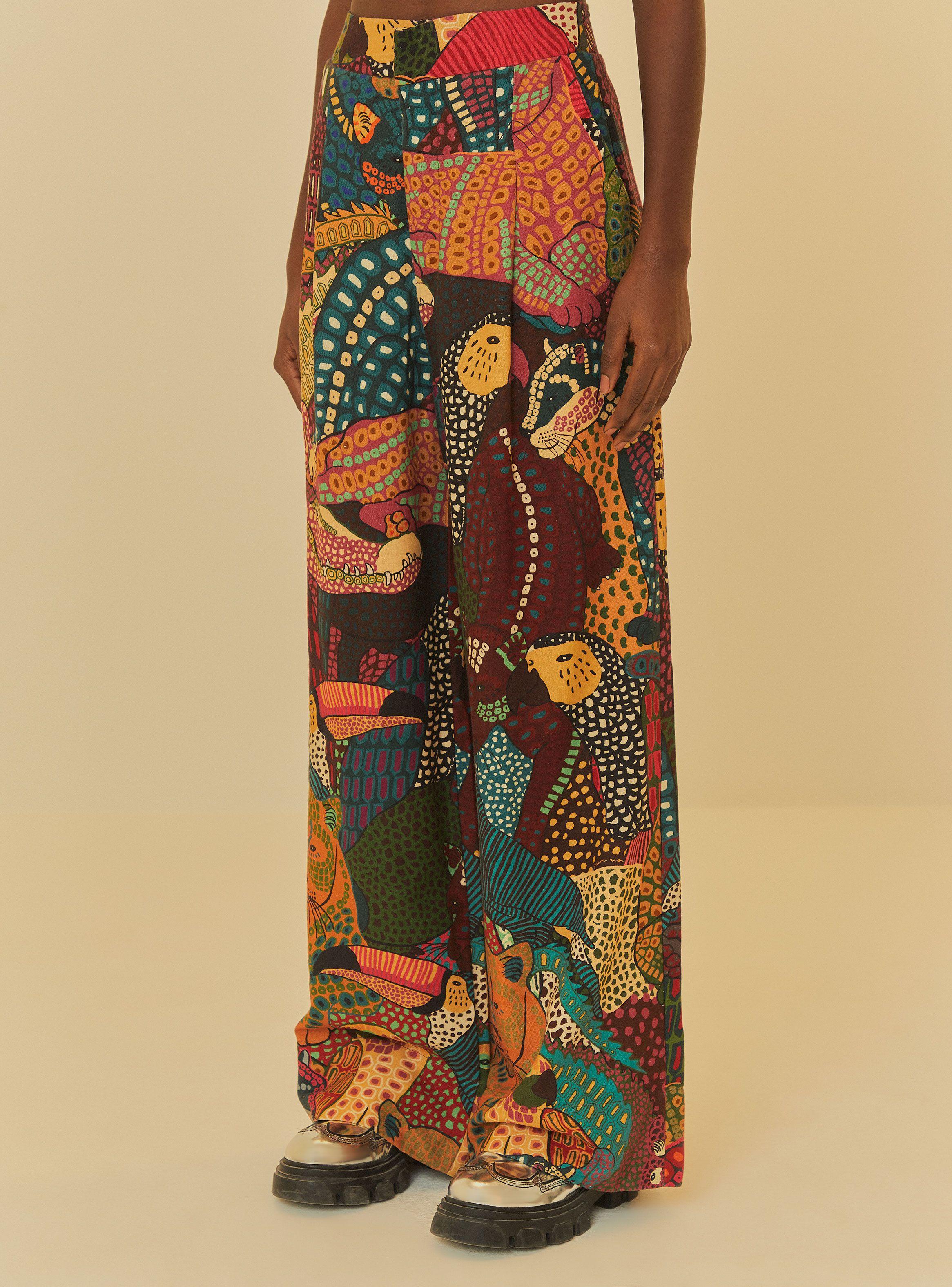 Pantalón de Lino con Lazo en la Cintura Colorido-0