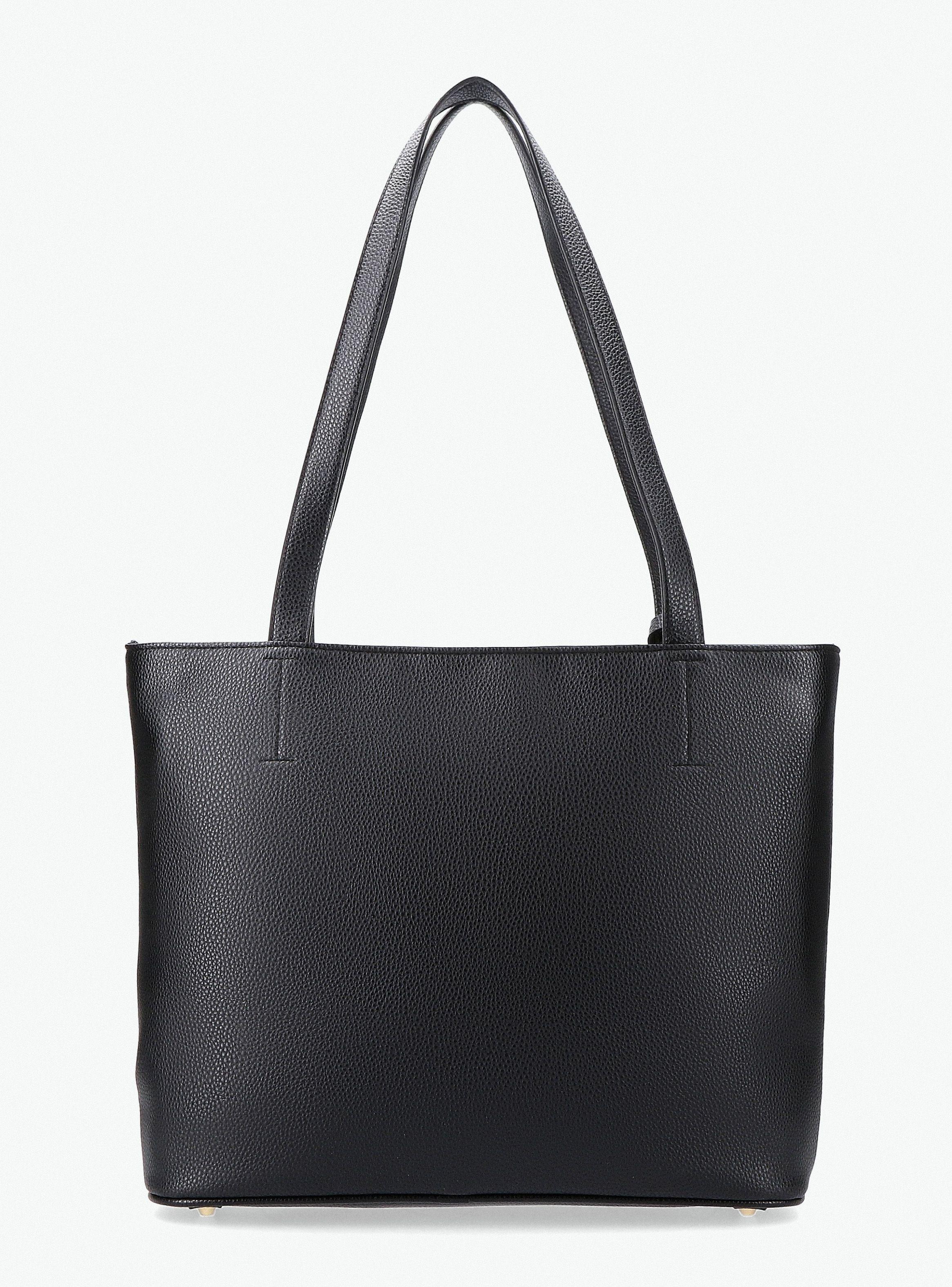Cartera Totebag Efecto Cuero con Placa Metálica-4