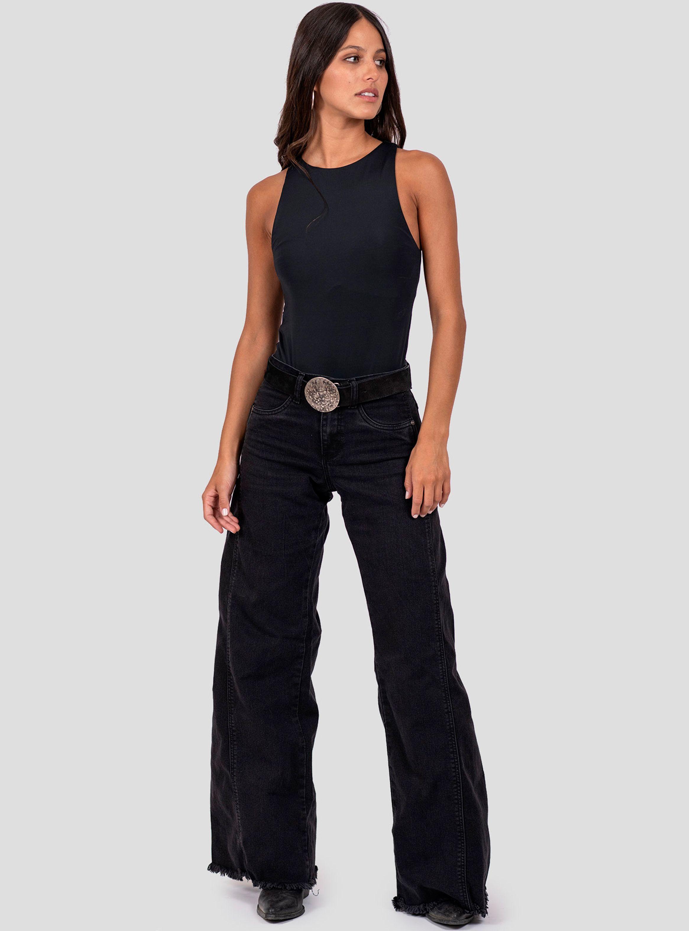 Jeans Anna Wide Leg Medio Negro-2