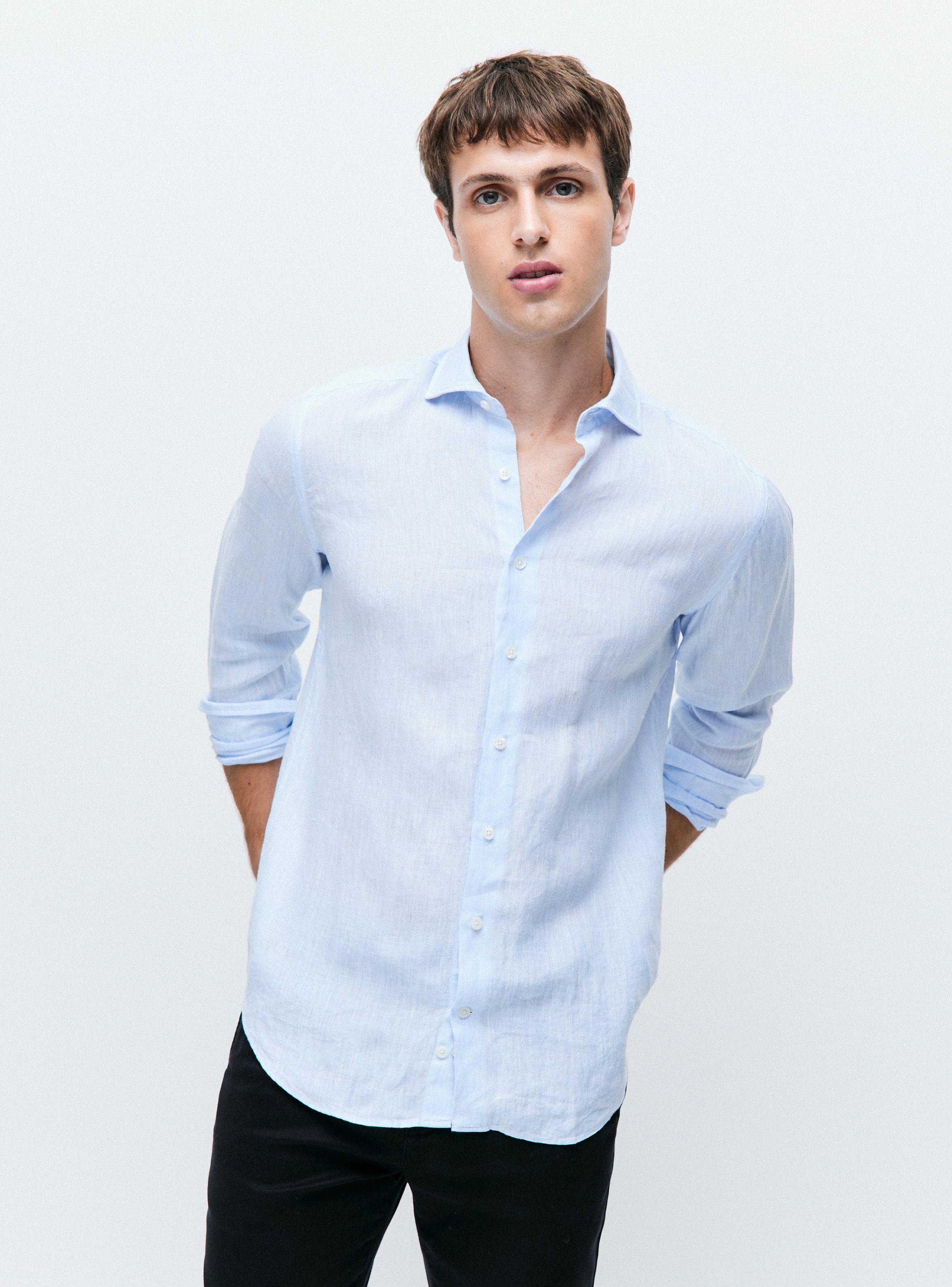 Camisa Lino Italiana Manga Larga-0