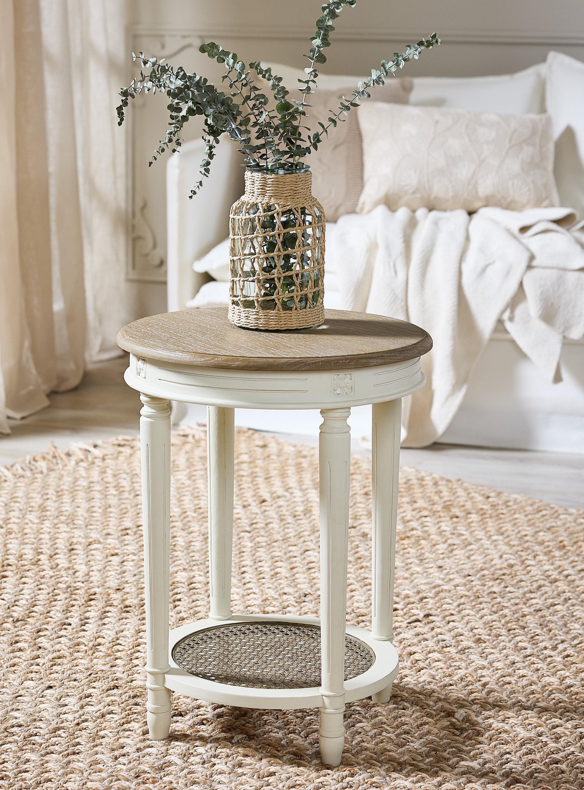 Mesa Lateral Helena Junco Redonda 50 cm Blanco-7