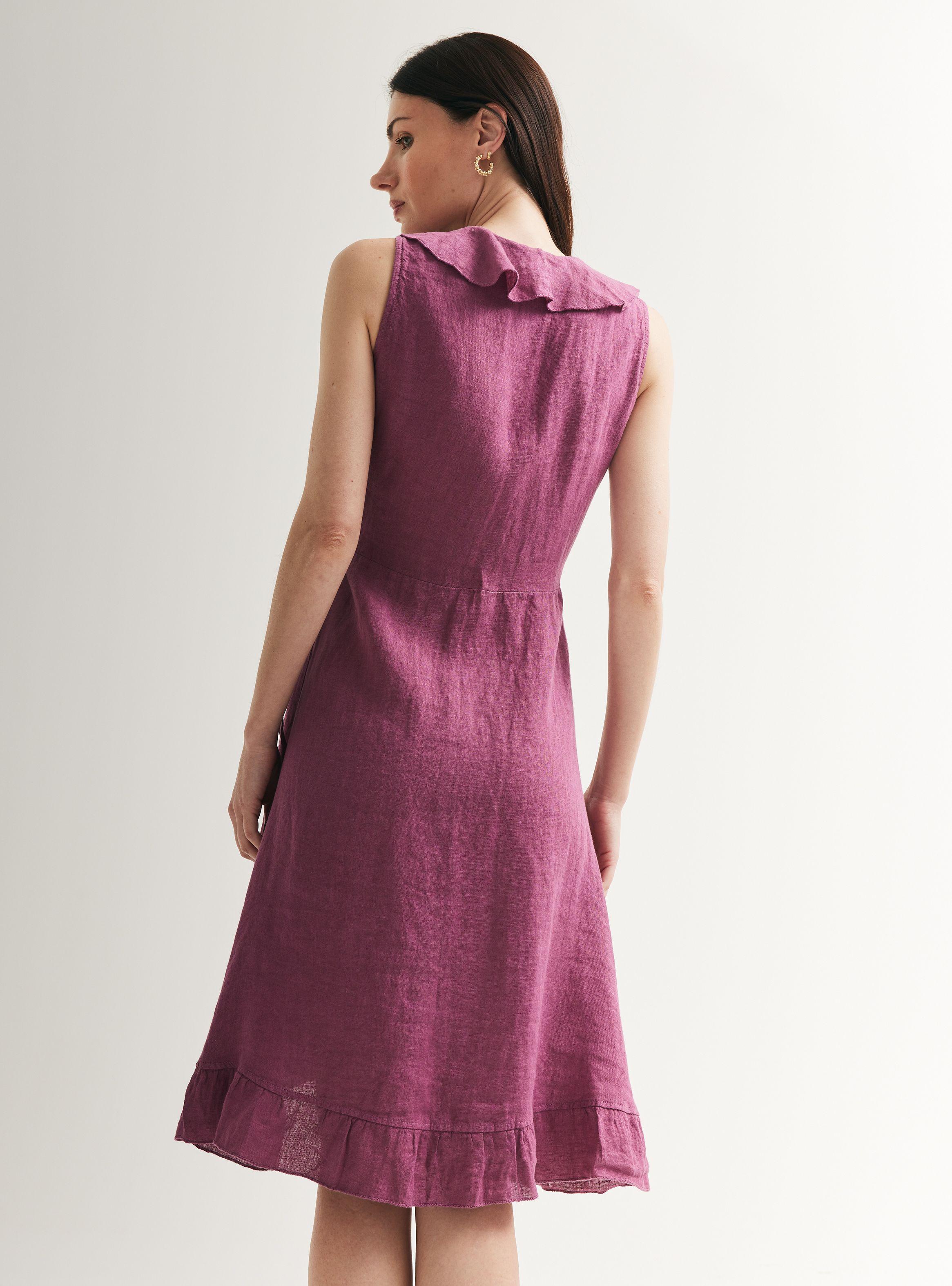 Vestido de Lino Cruzado con Vuelos-1