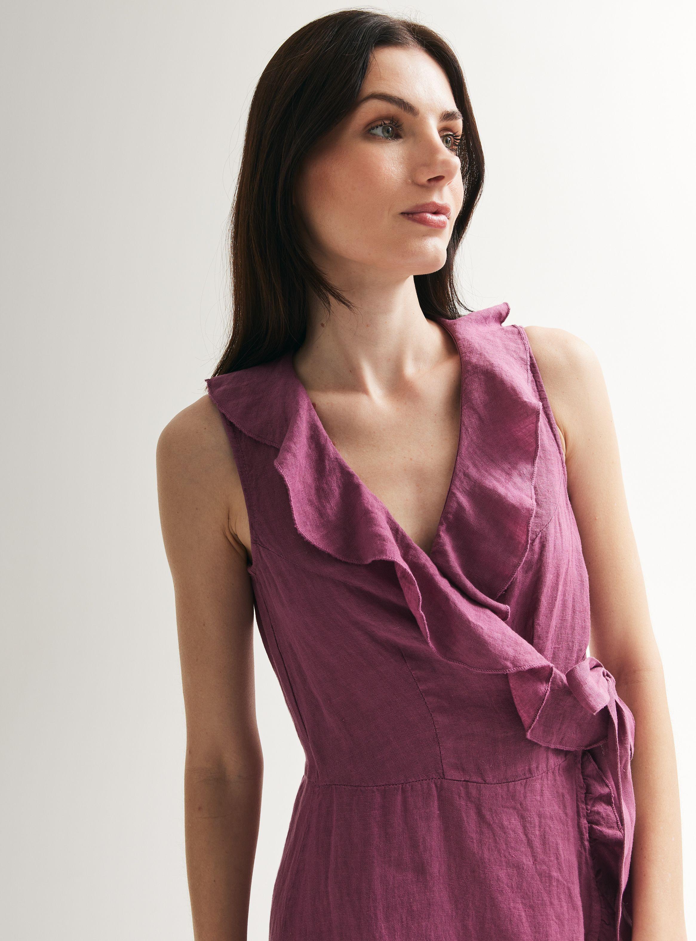 Vestido de Lino Cruzado con Vuelos-2