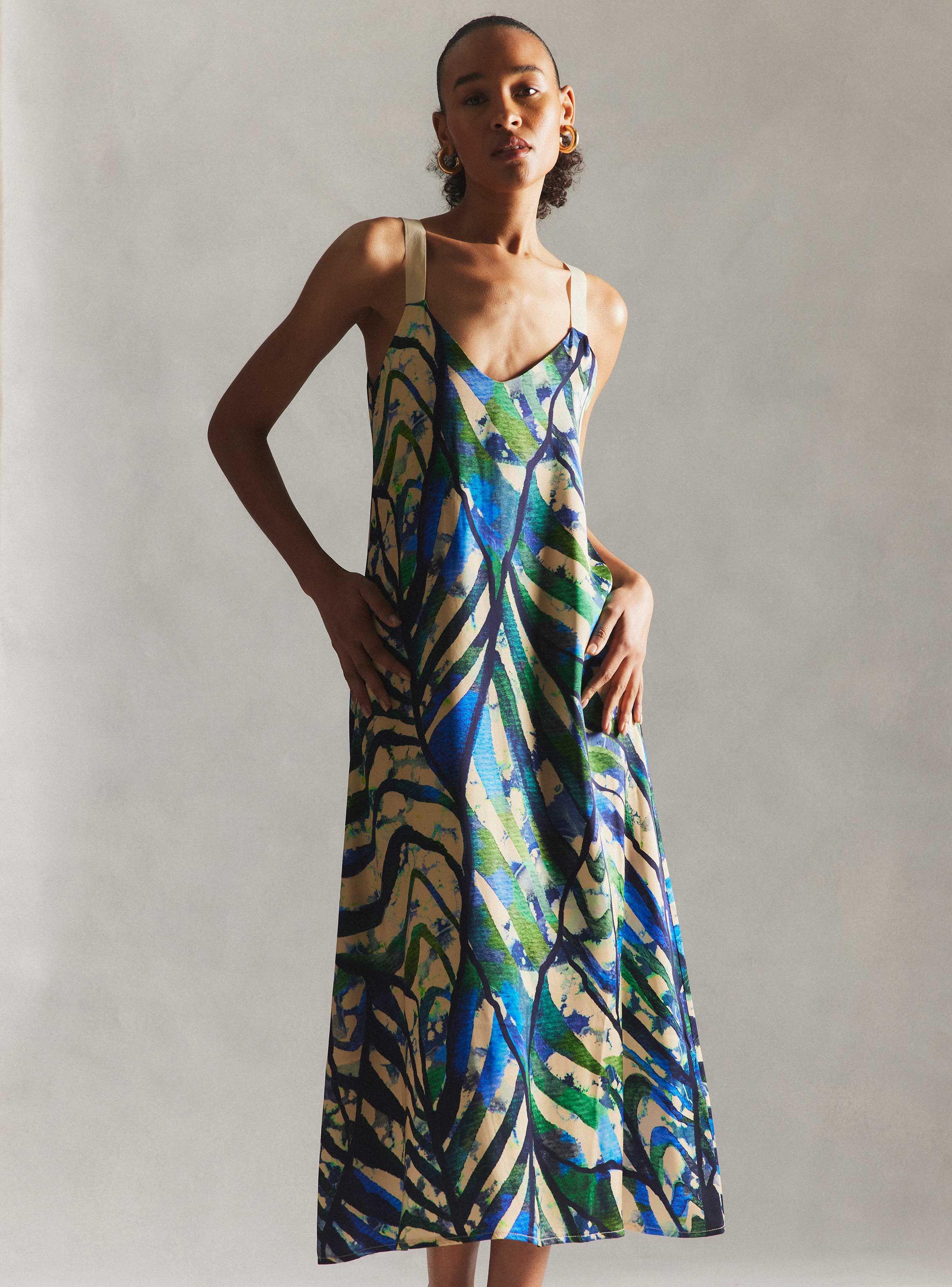 Vestido Satinado Hecho en Italia-0