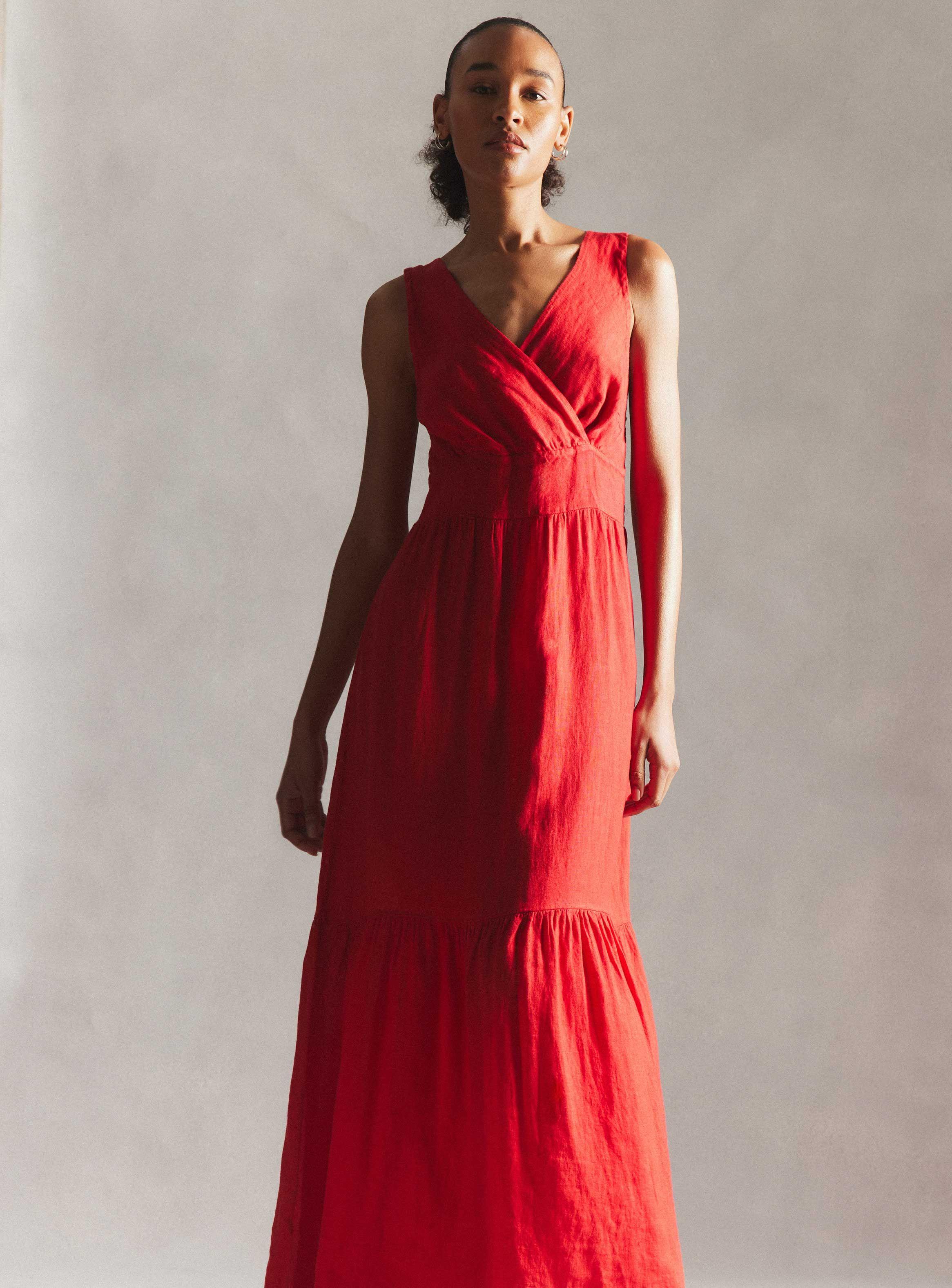 Lino Vestidos Tienda Paris Chile Vestido De Lino Con Capas Hecho