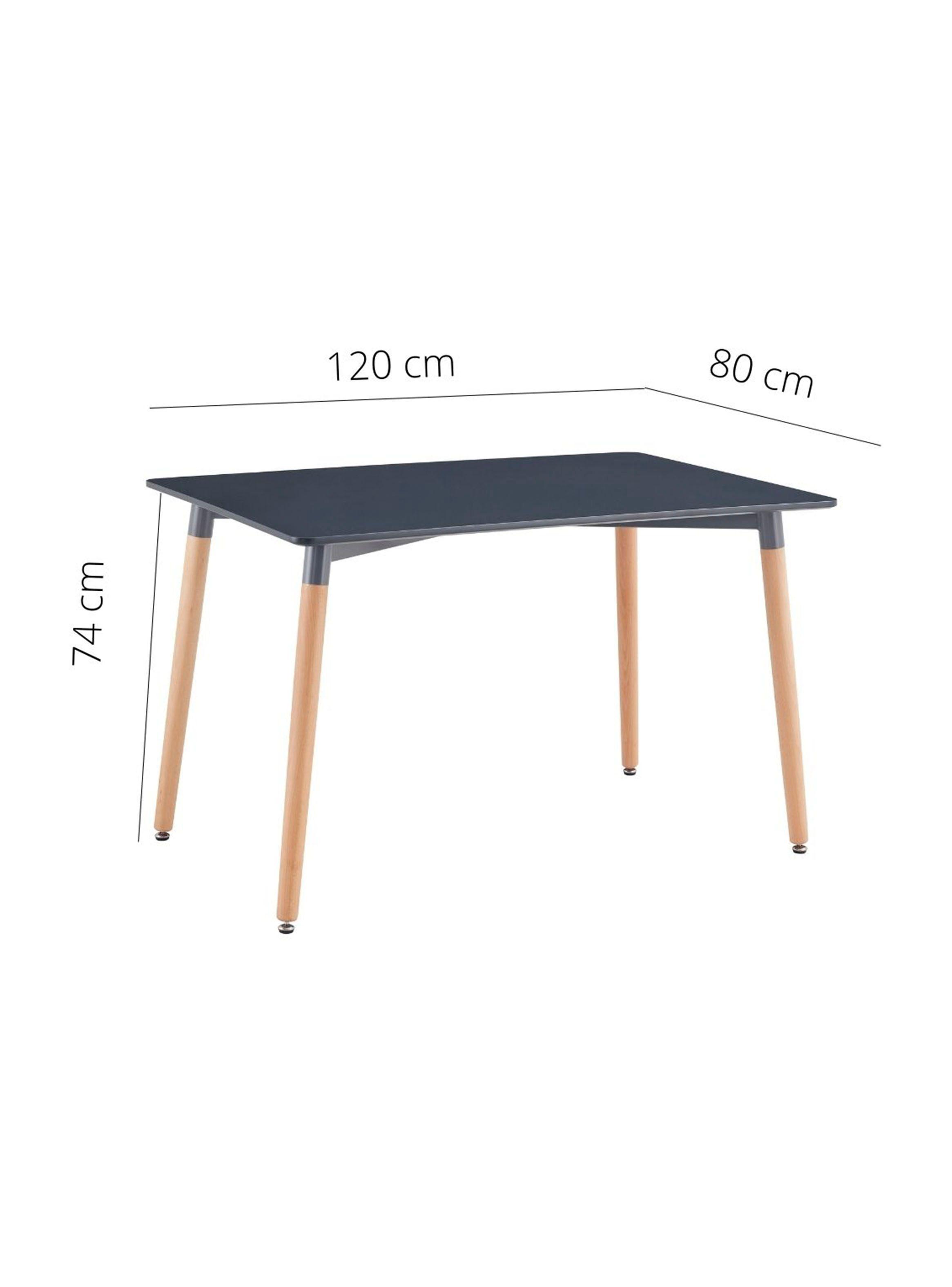 Mesa M160 6P Negro-Café Claro-1