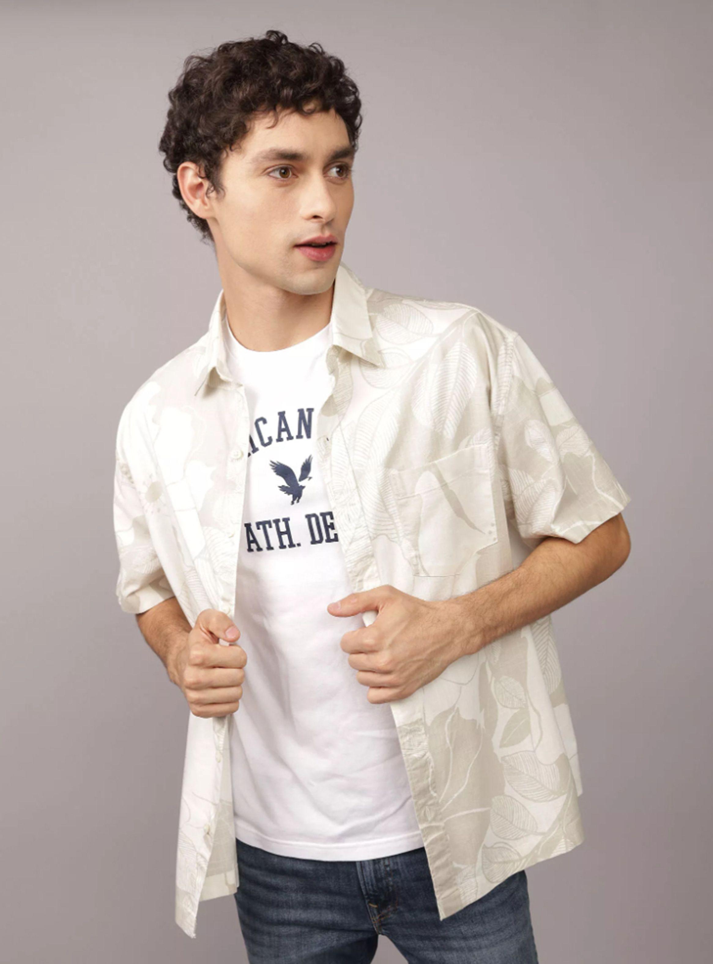 Camisa AE Floreada Manga Corta-0