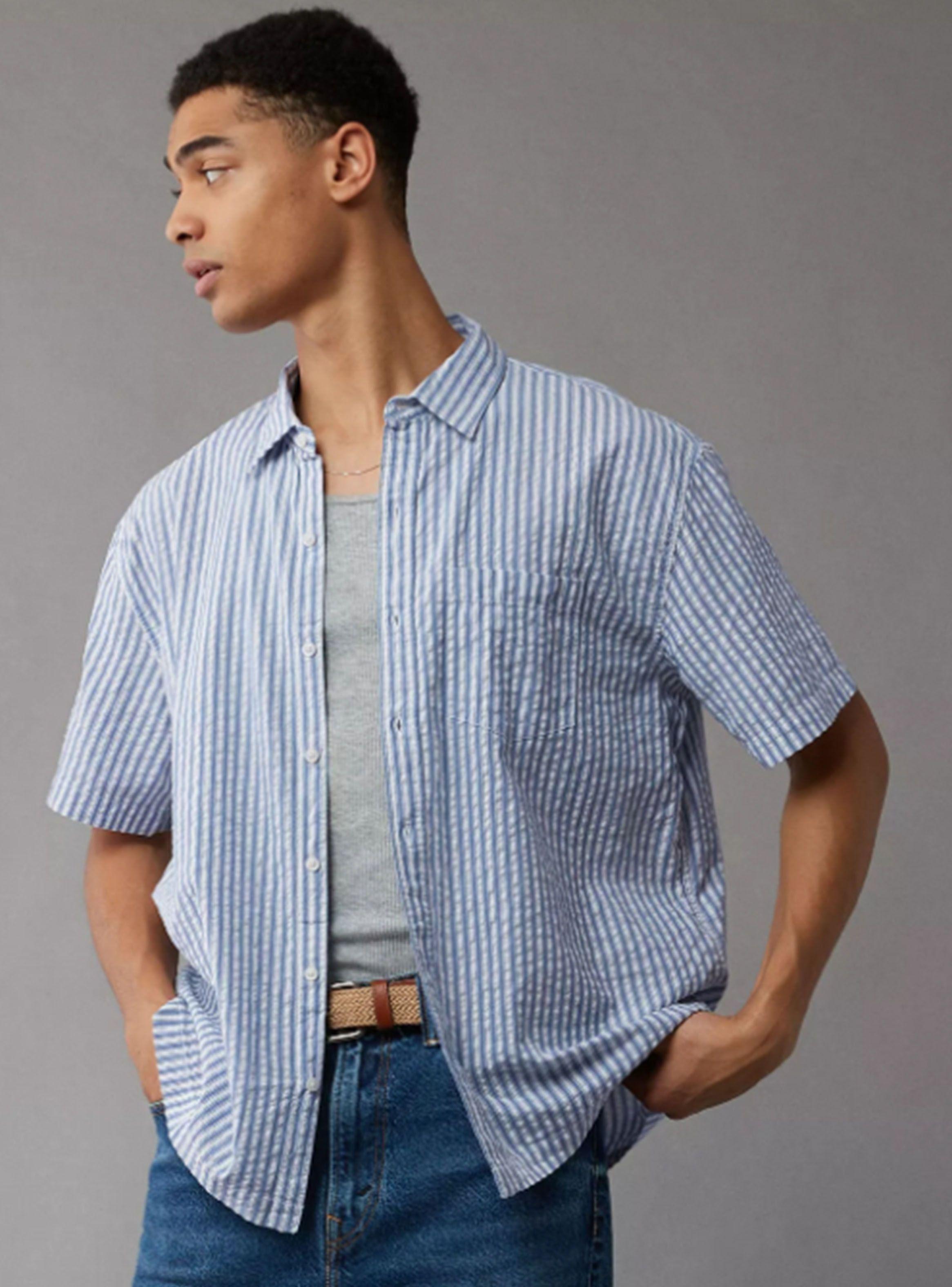 Camisa AE rayada con botones-0