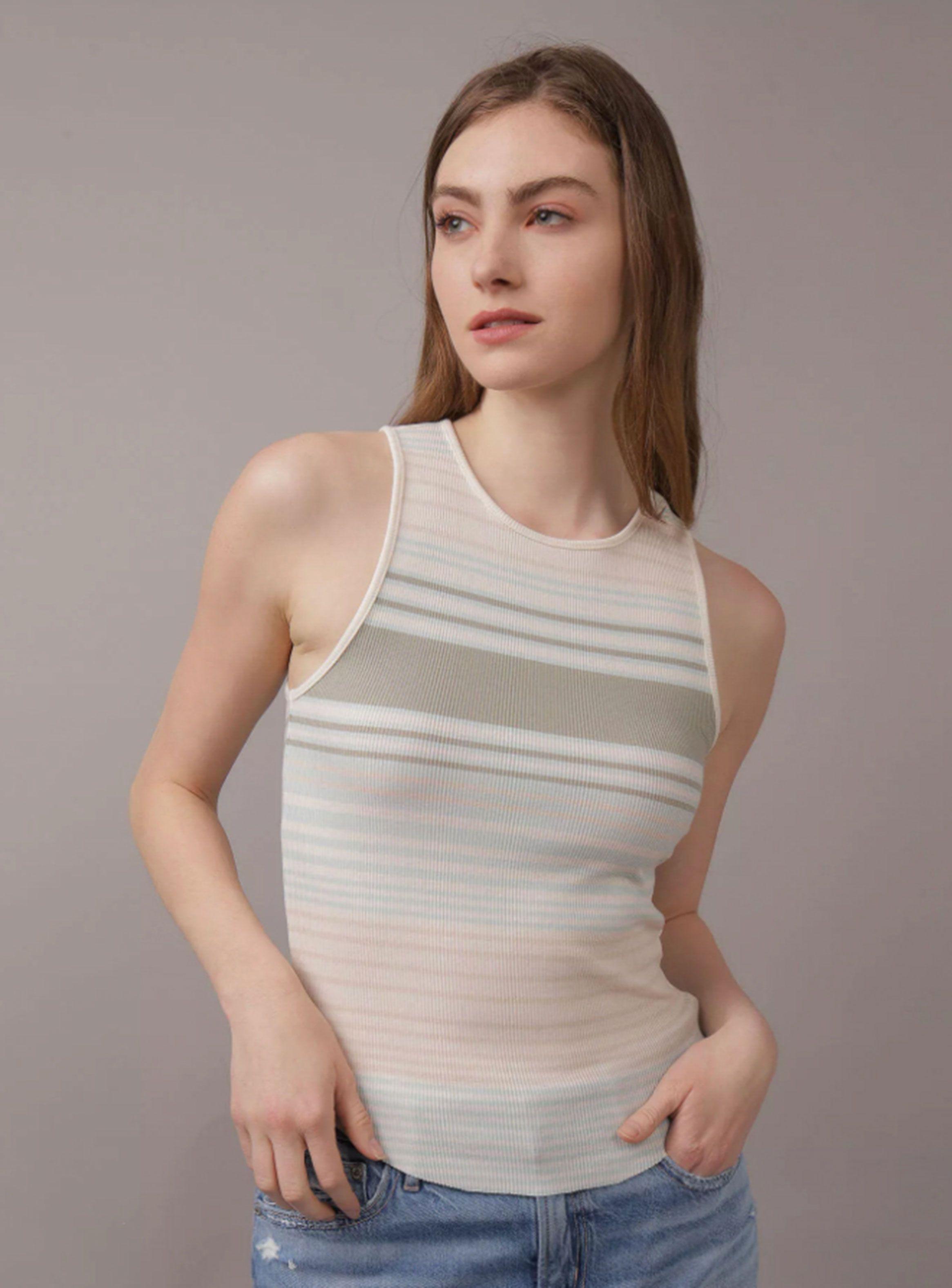 Polera Básica sin Mangas Rayas Color-0