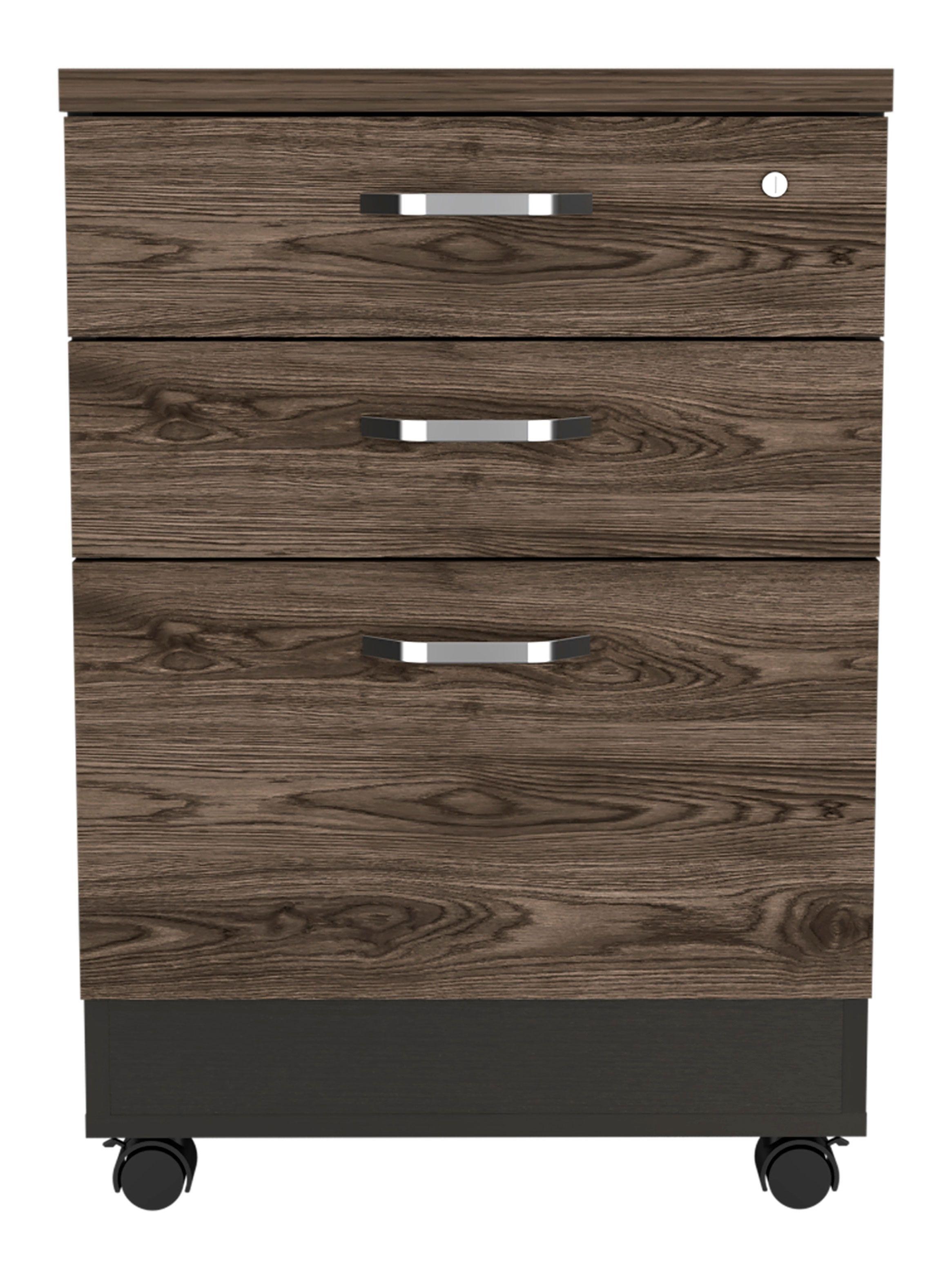 Archivador 3 Cajones Bajo Home Office Negro Soft-Coñac-2