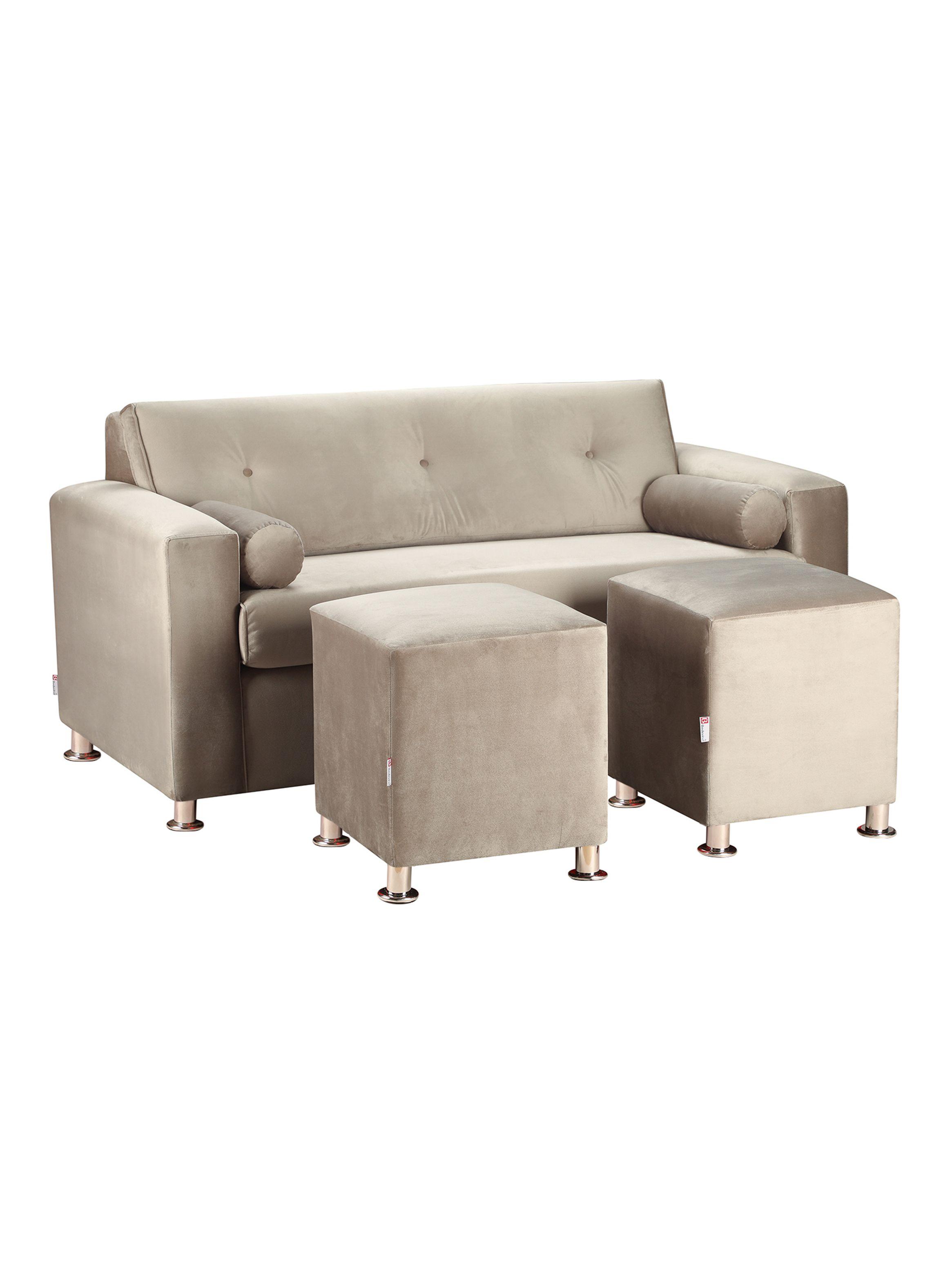Sofá Vivo 3 Cuerpos + 2 Poufs Felpa12-2