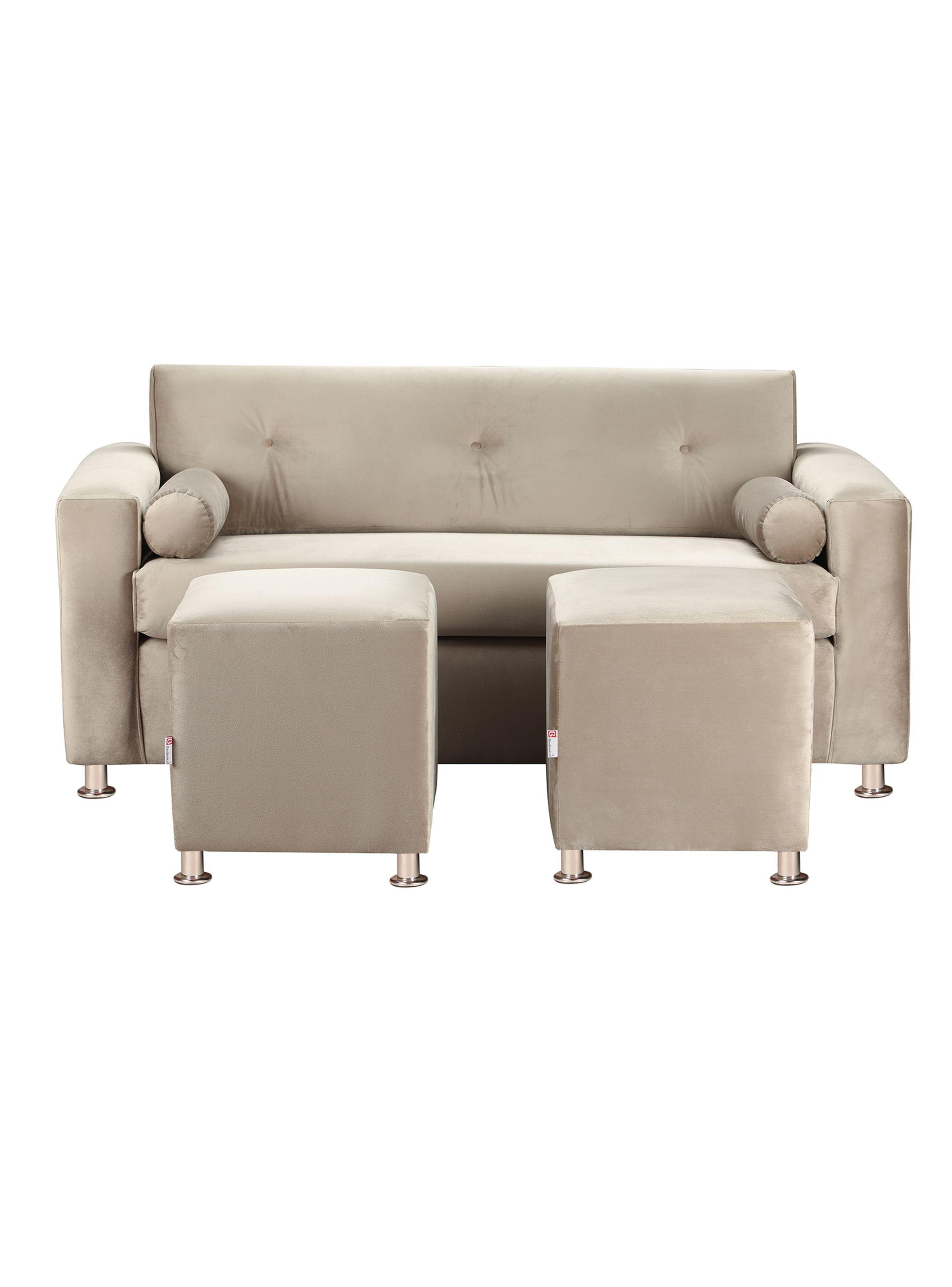 Sofá Vivo 3 Cuerpos + 2 Poufs Felpa12-0