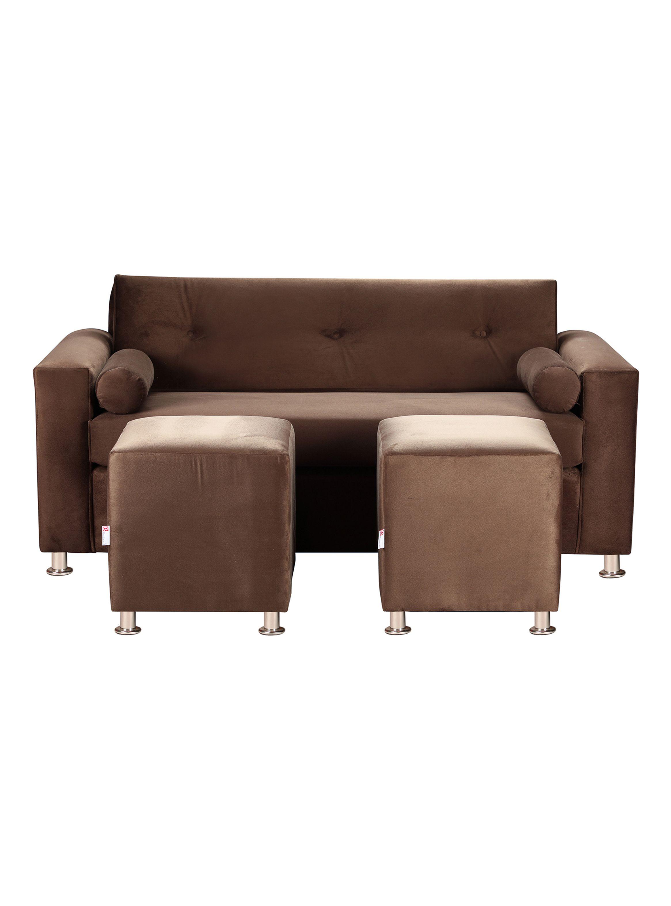 Sofá Vivo 3 Cuerpos + 2 Poufs Felpa12-0