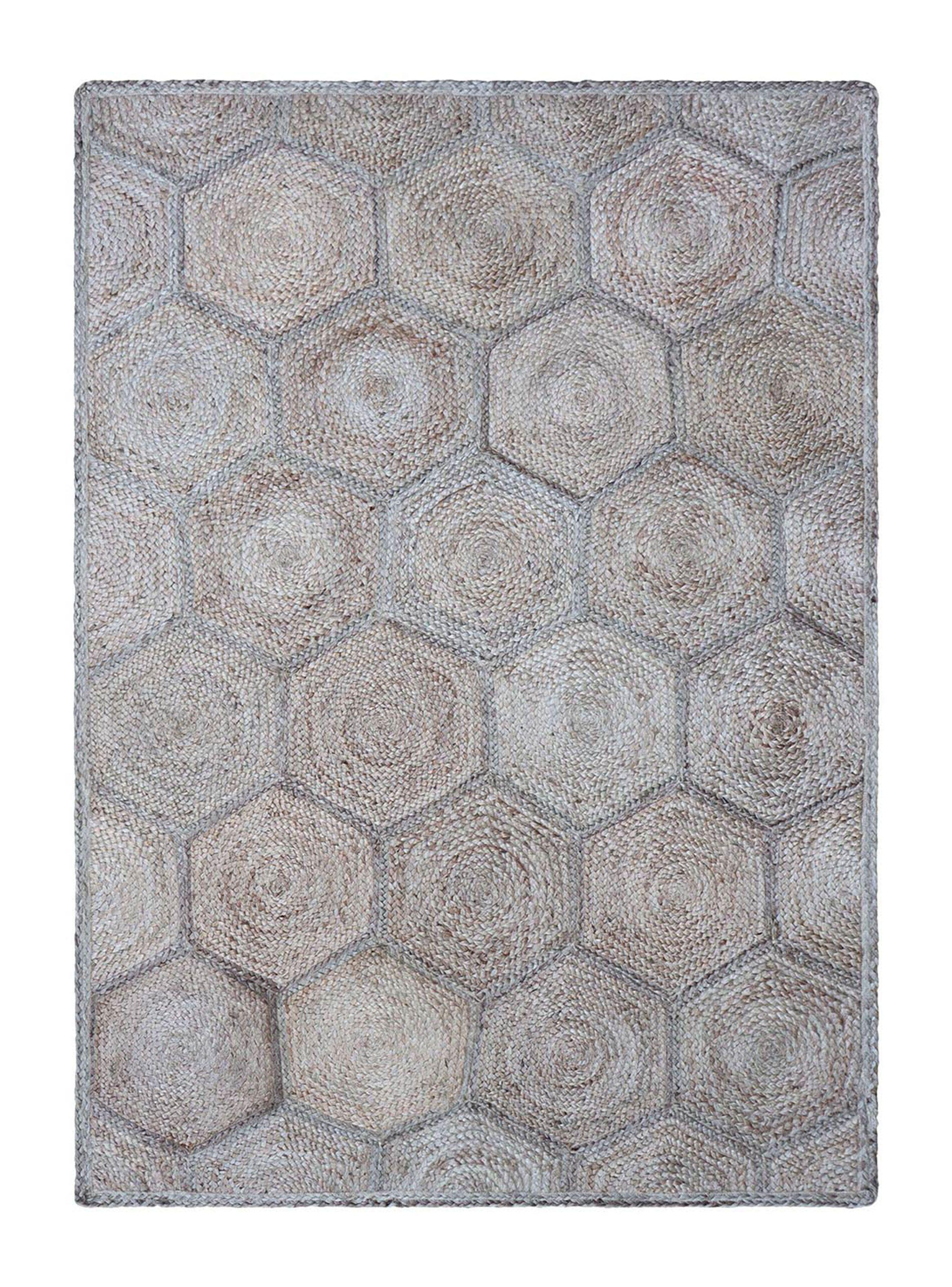 Alfombra Yute Trenzado Hexagonal Gris 200 x 290 cm-0