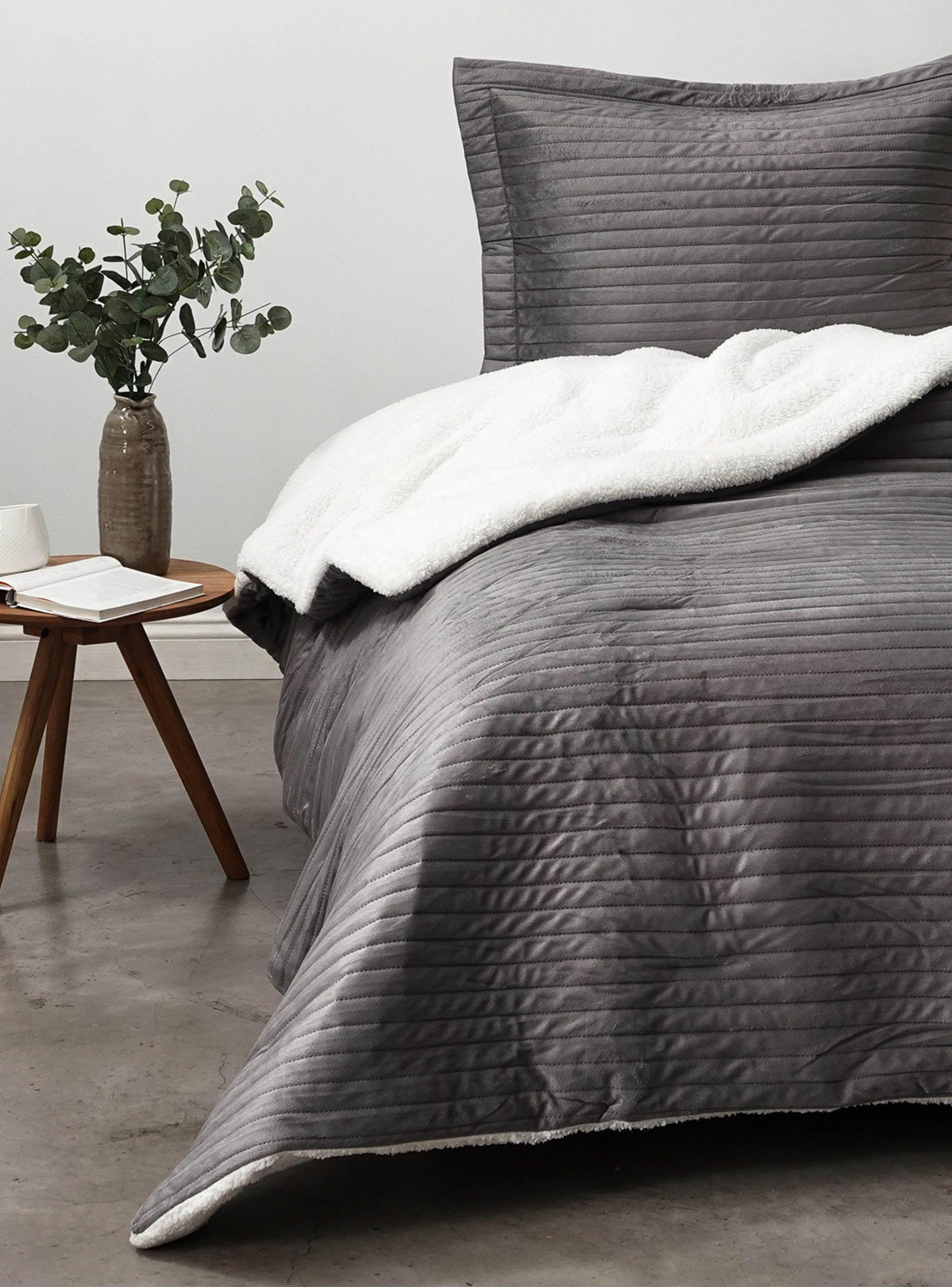 Plumón Sherpa 1.5 Plazas American Family Plush Gris-0