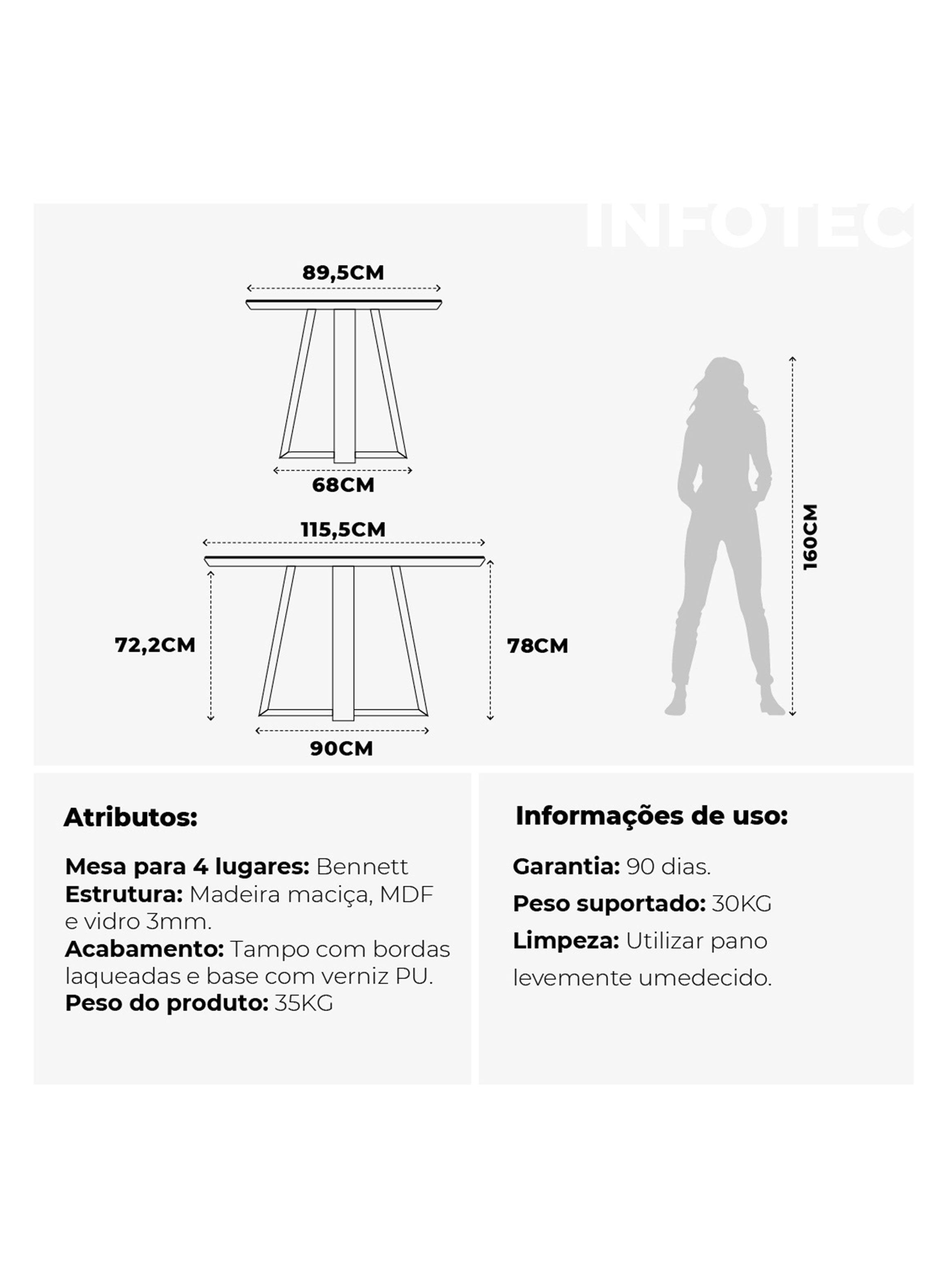 Comedor Bennet 1.2 Ow 4 Sillas Thayra L02-1