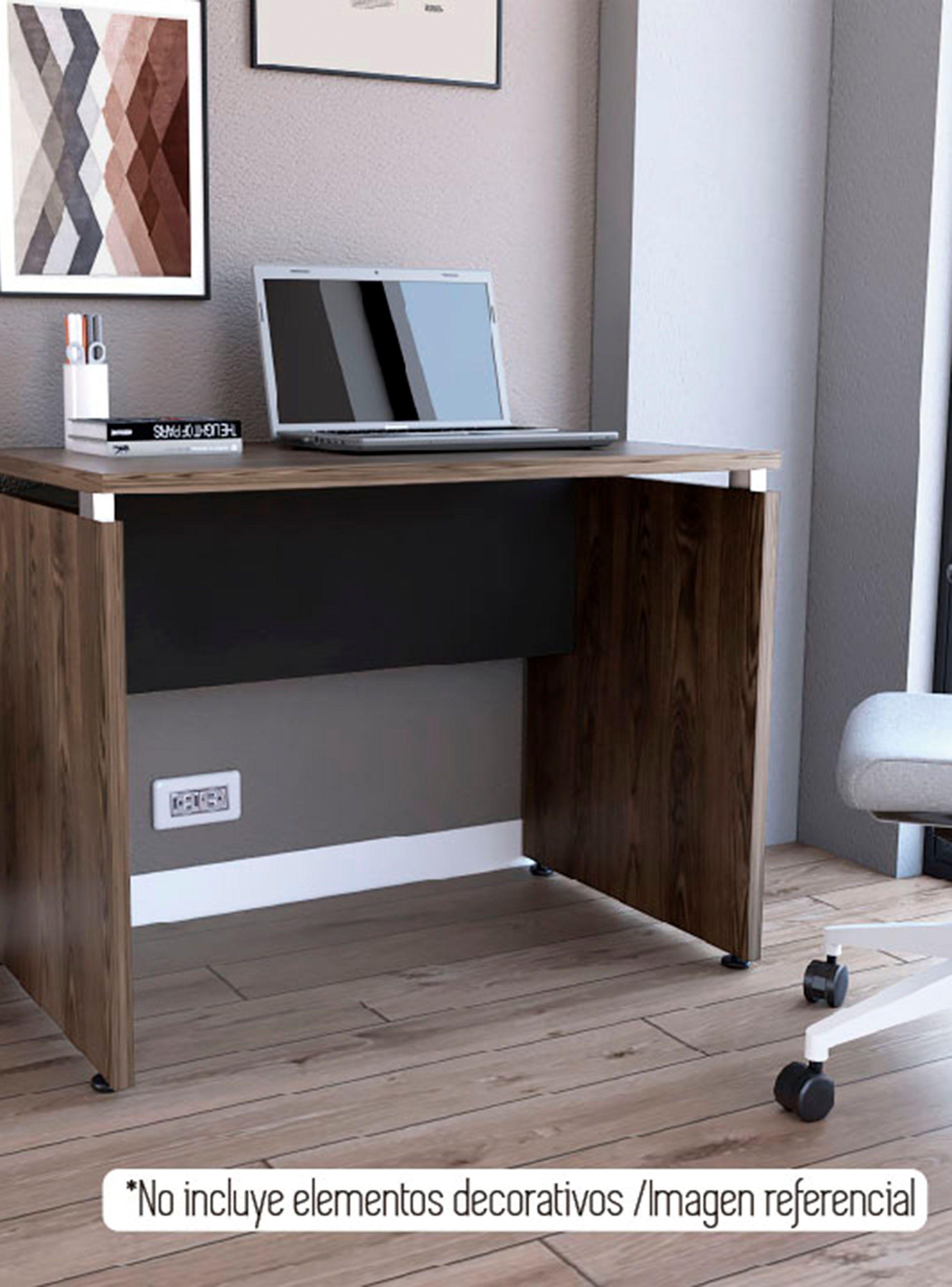 Mesa Escritorio M-100 Home Office Negro Soft-Coñac-5