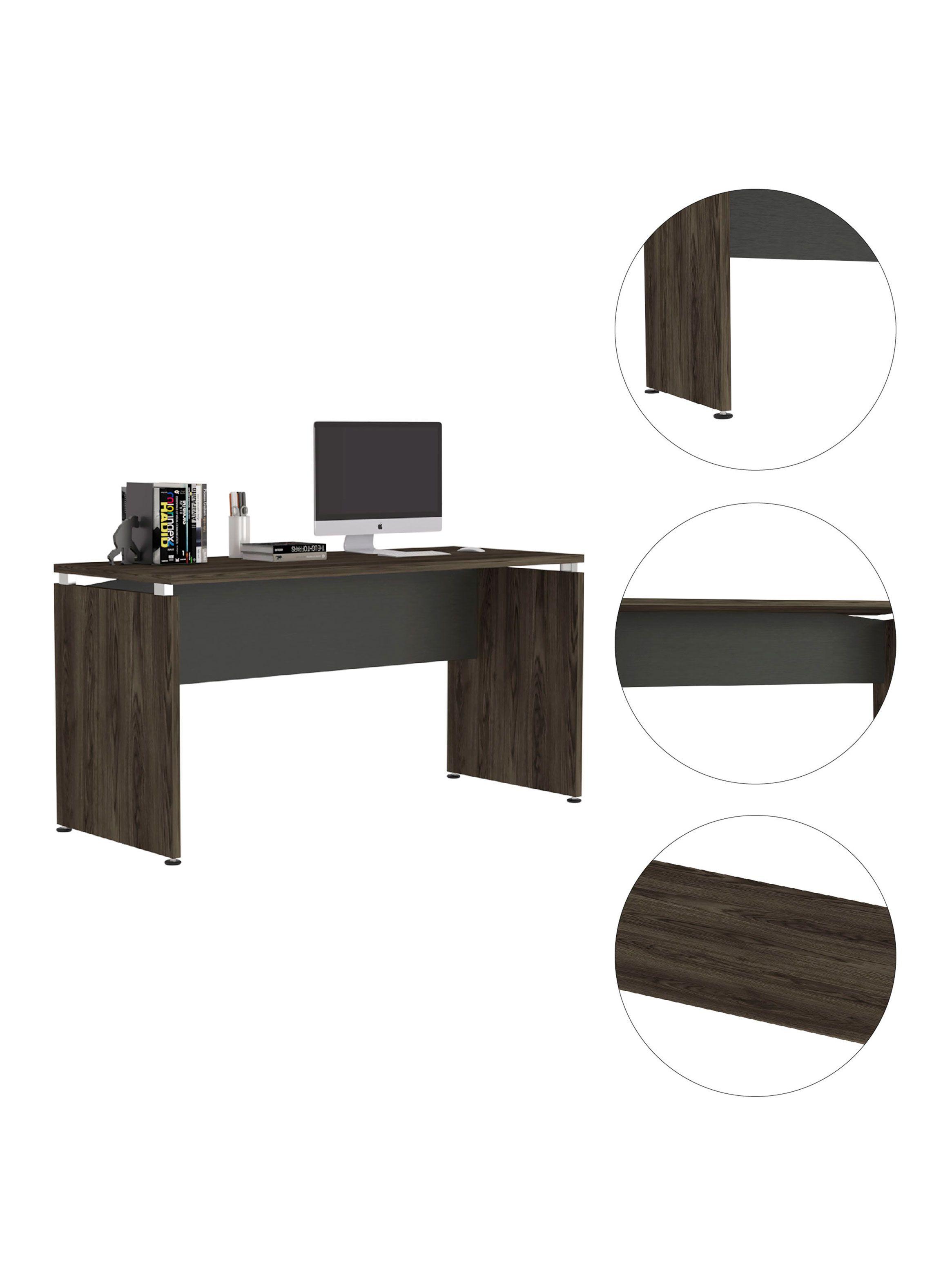 Mesa Escritorio M-150 Home Office Negro Soft-Coñac-5