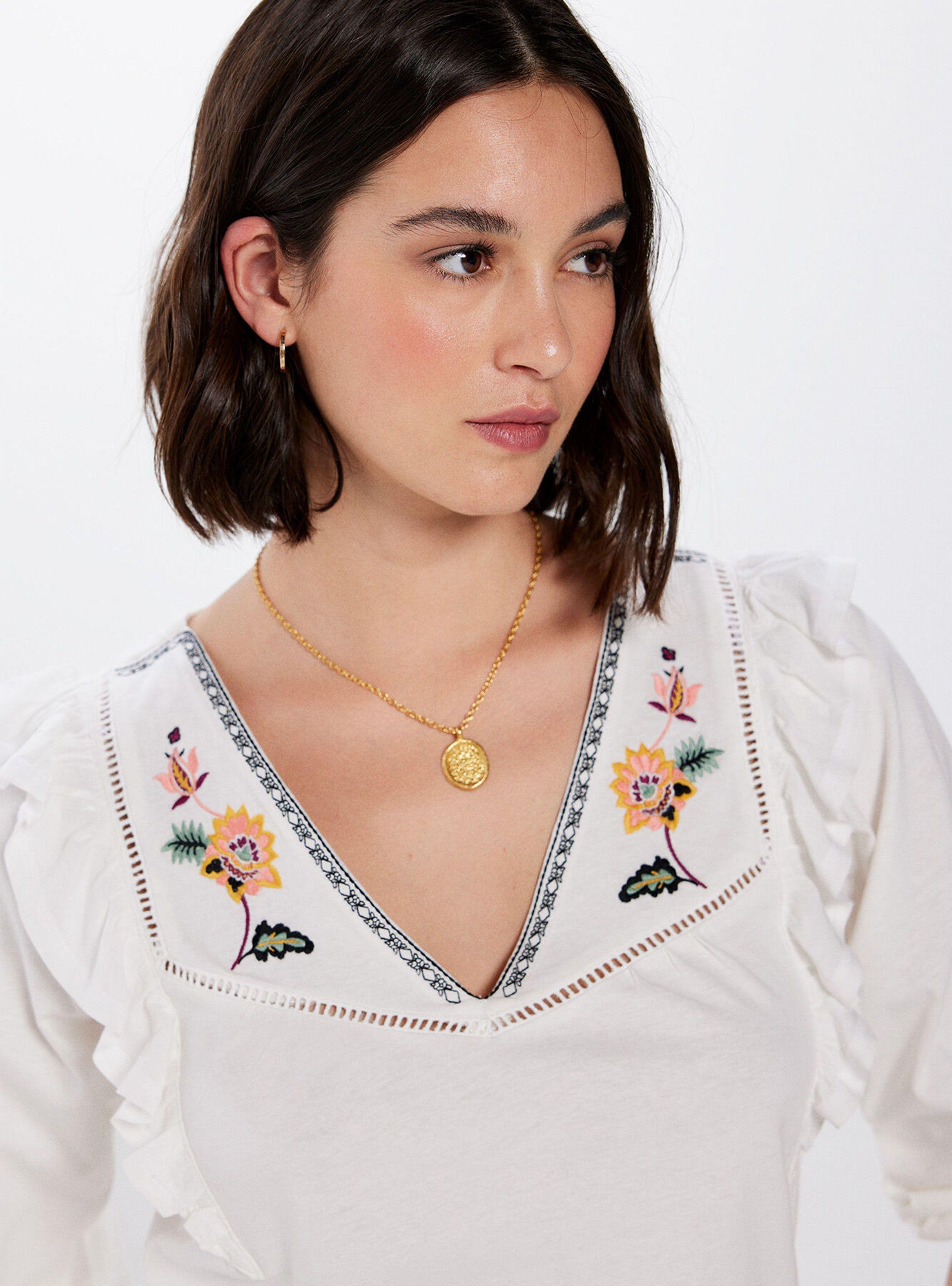 Blusa Cuello V Detalle Vuelos-2