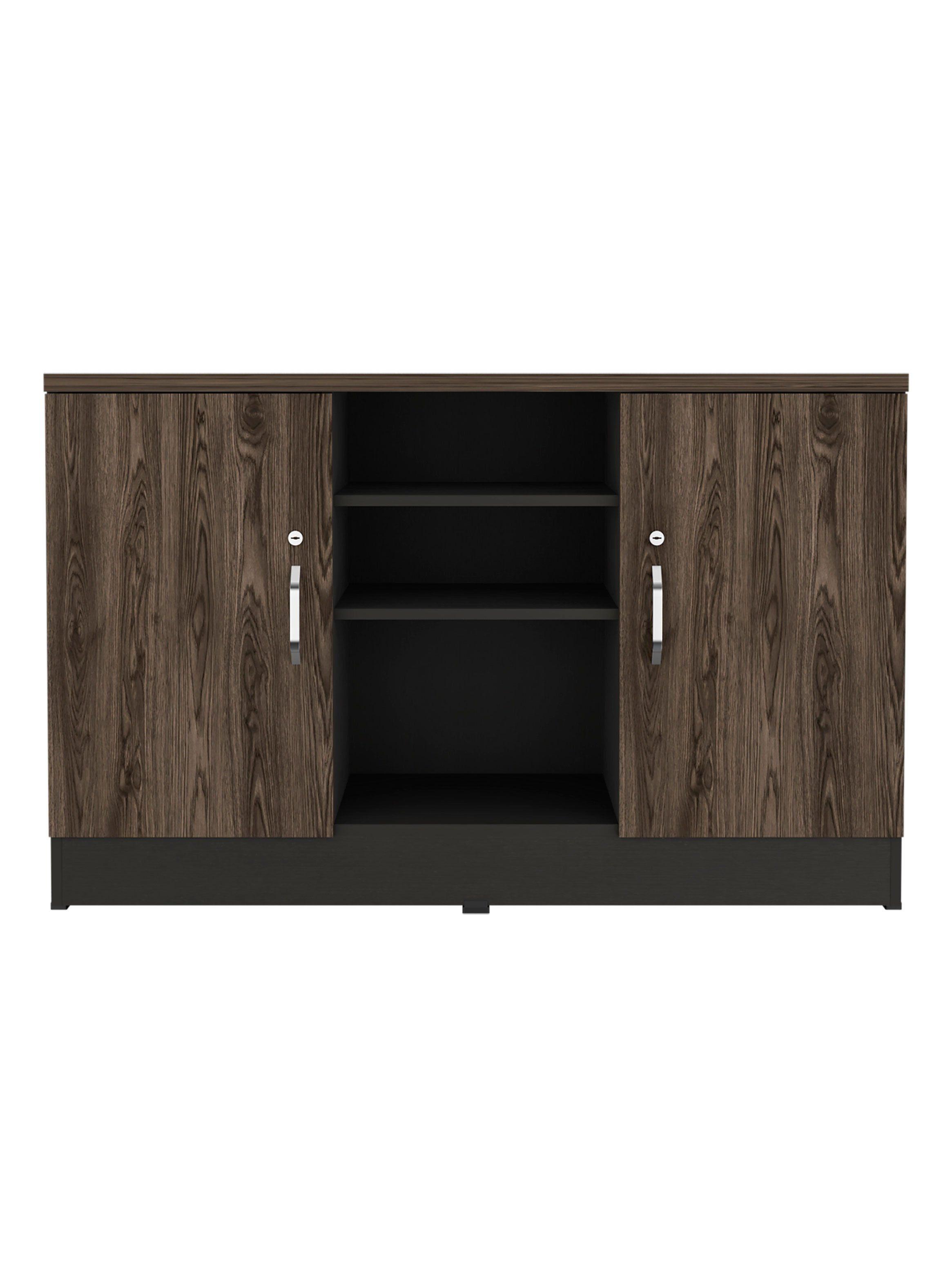 Gabinete 2 Puertas Home Office Negro Soft-Coñac-3