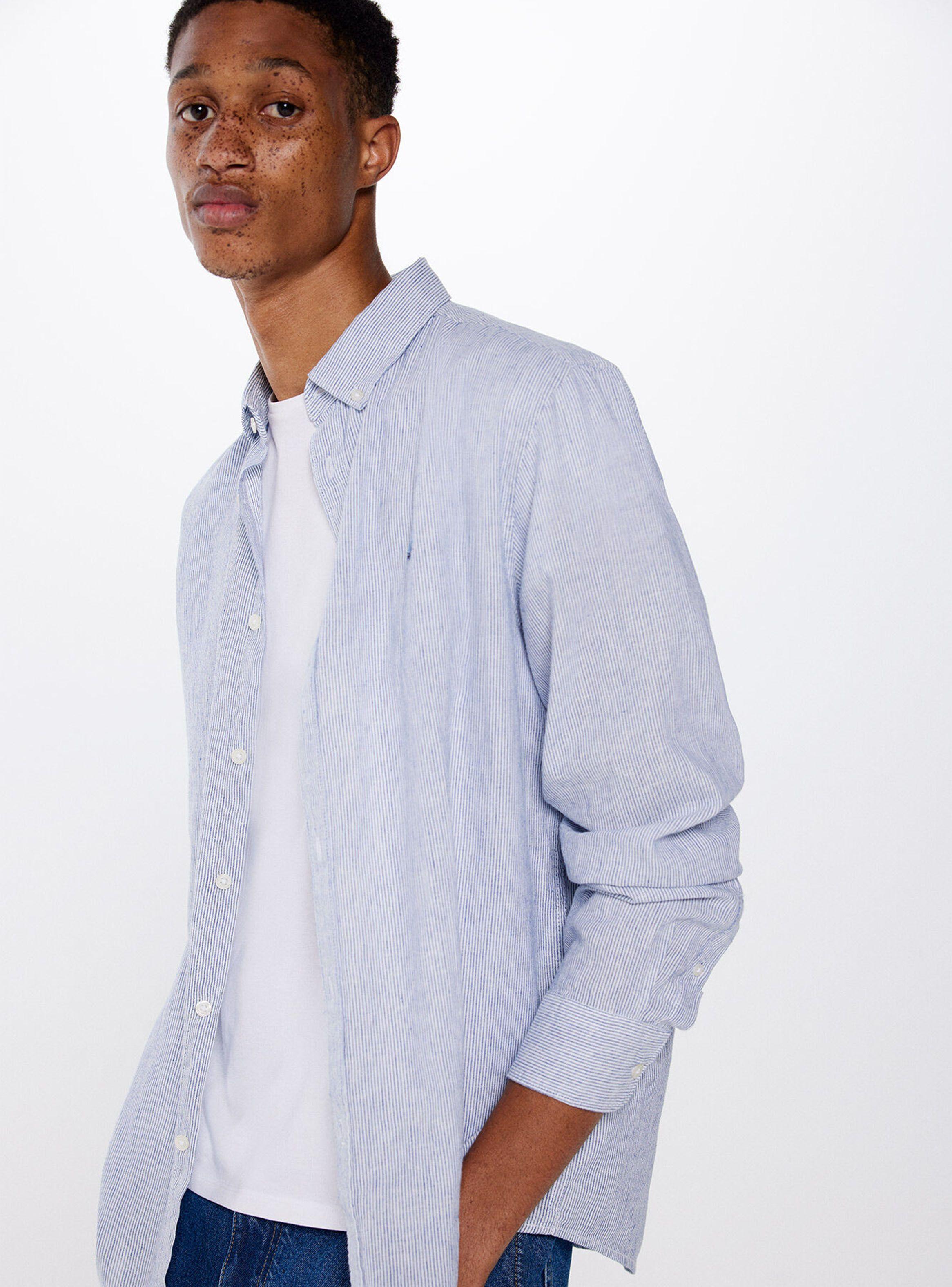 Camisa Lino Rayas Medio-0