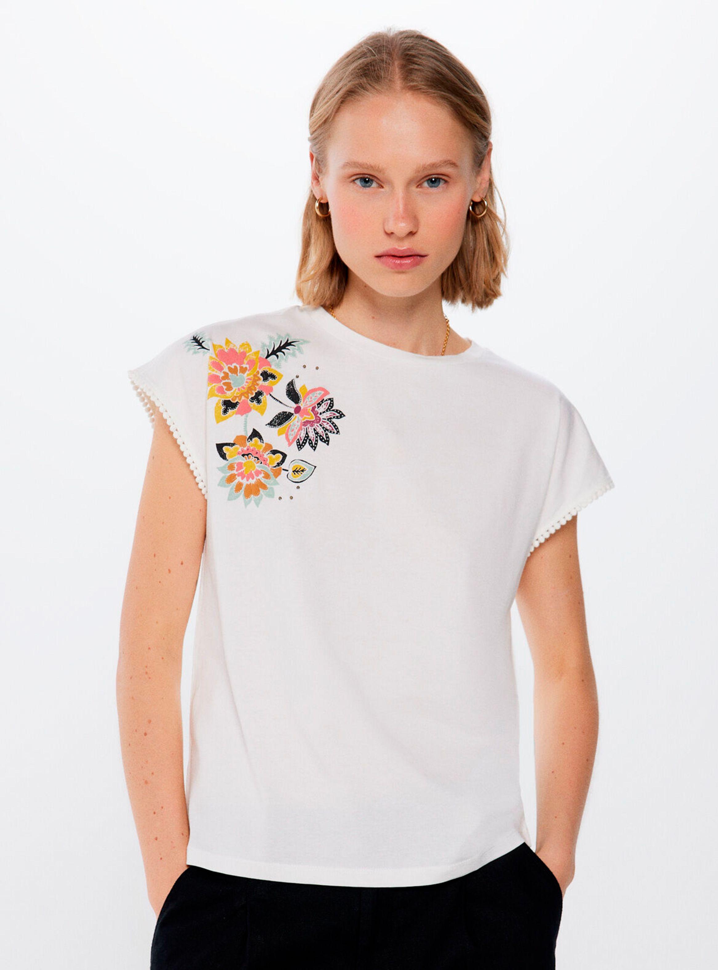 Polera Estampado Lace Bolitas Hombro-0