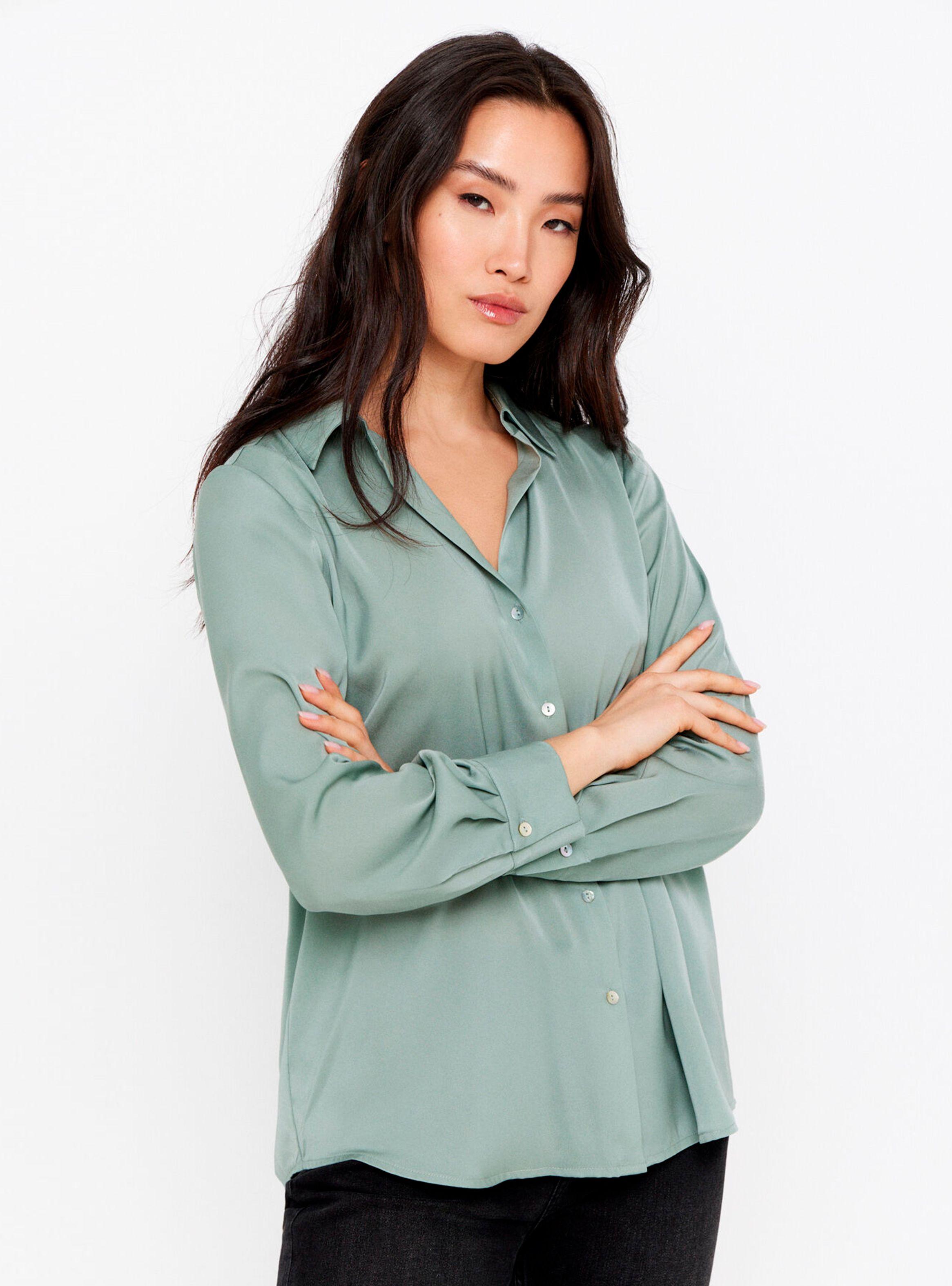 Camisa Satinada Color Liso-0