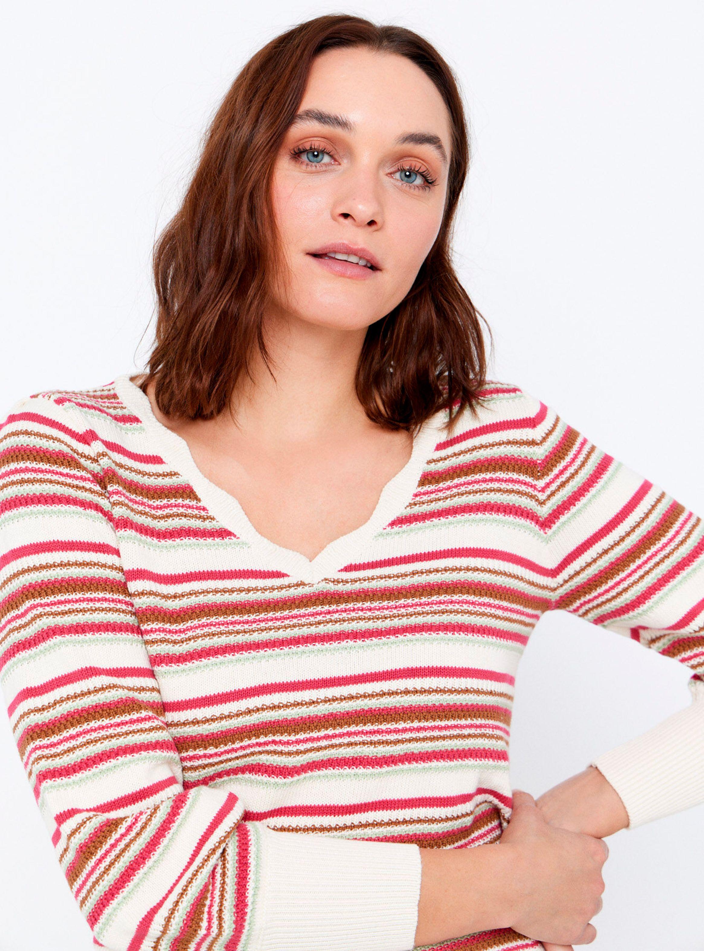 Sweater Algodón Cuello V Rayas-2