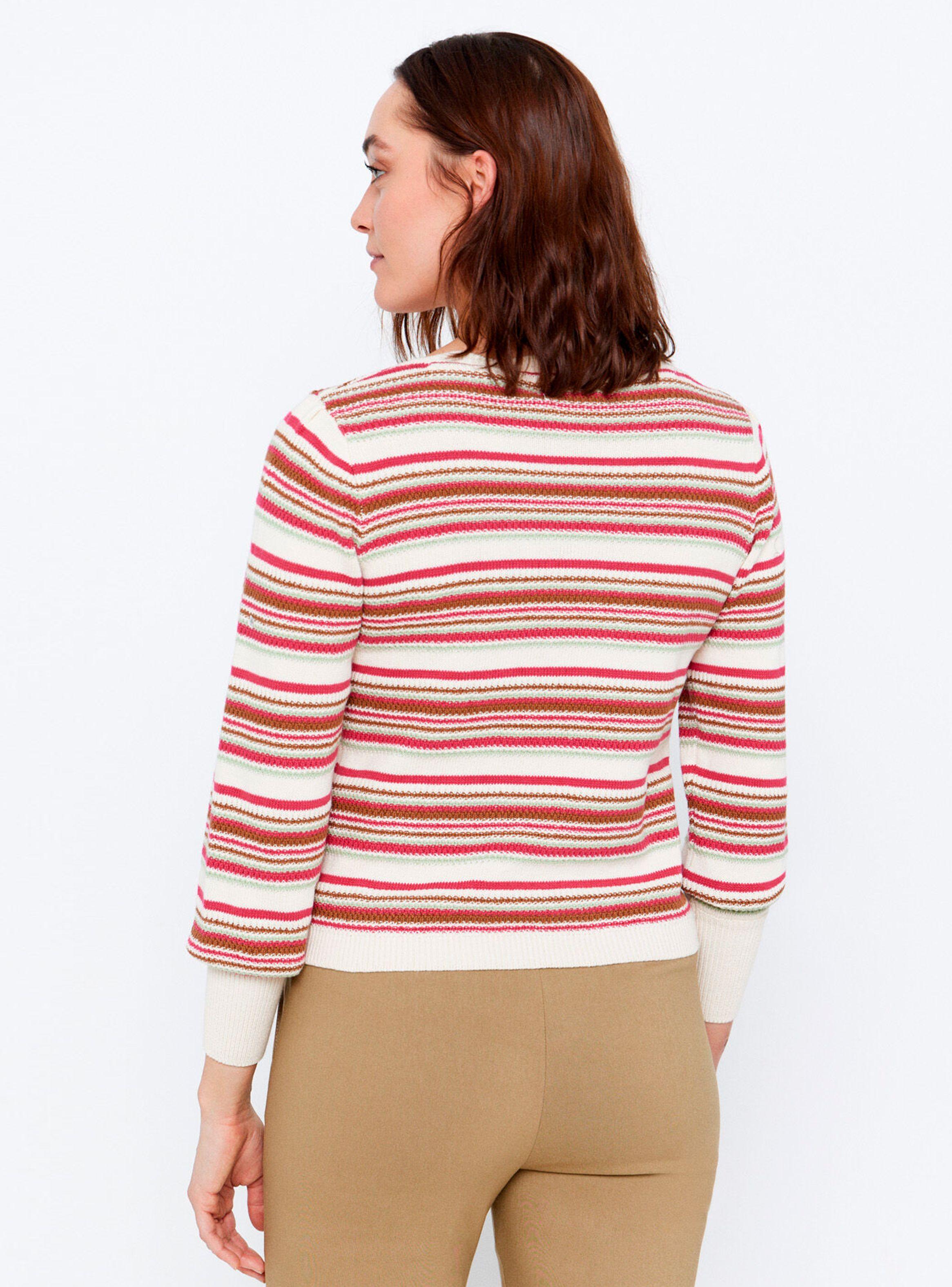 Sweater Algodón Cuello V Rayas-1