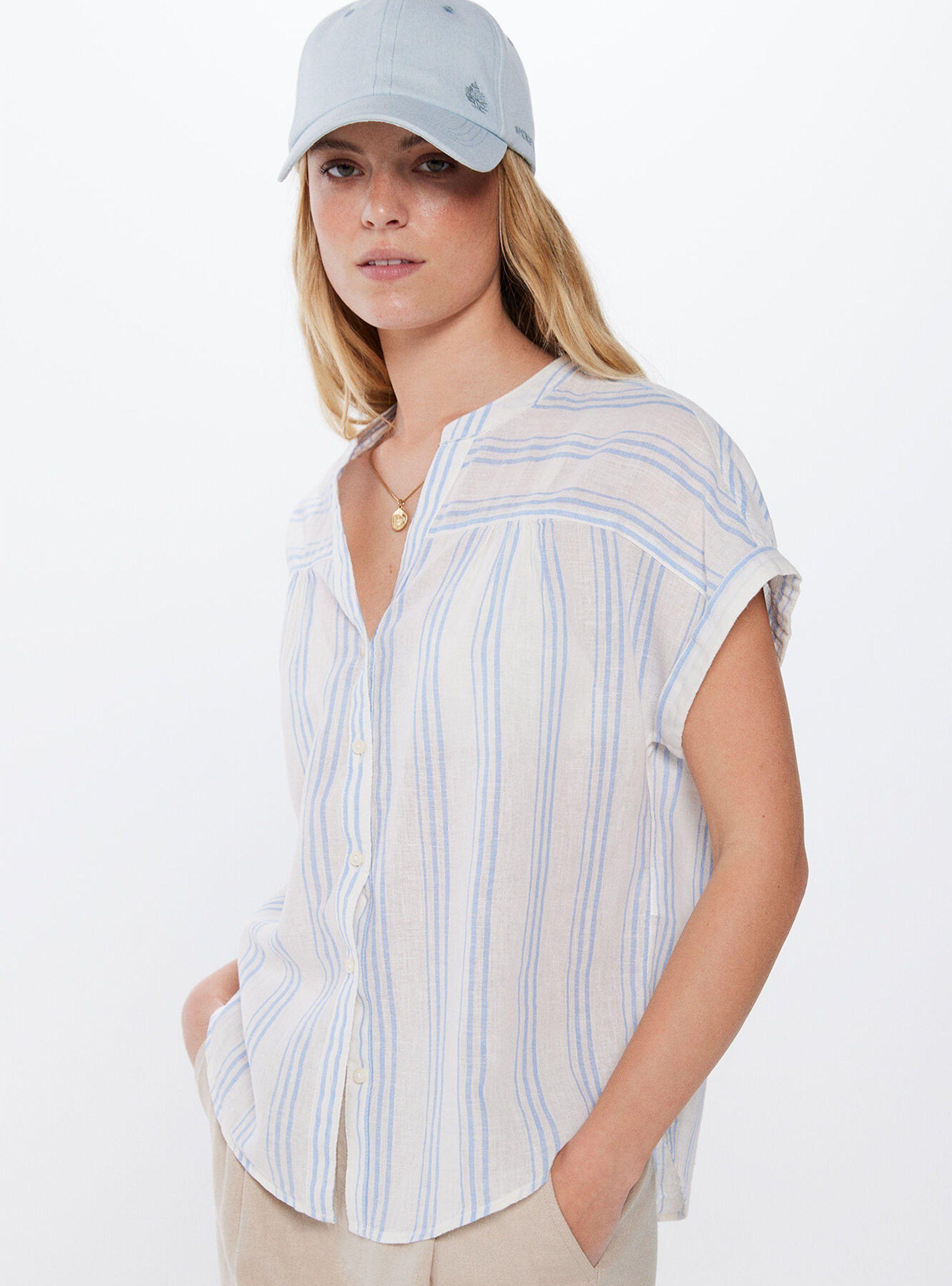 Camisa Cuello Mao Algodón Lino-0