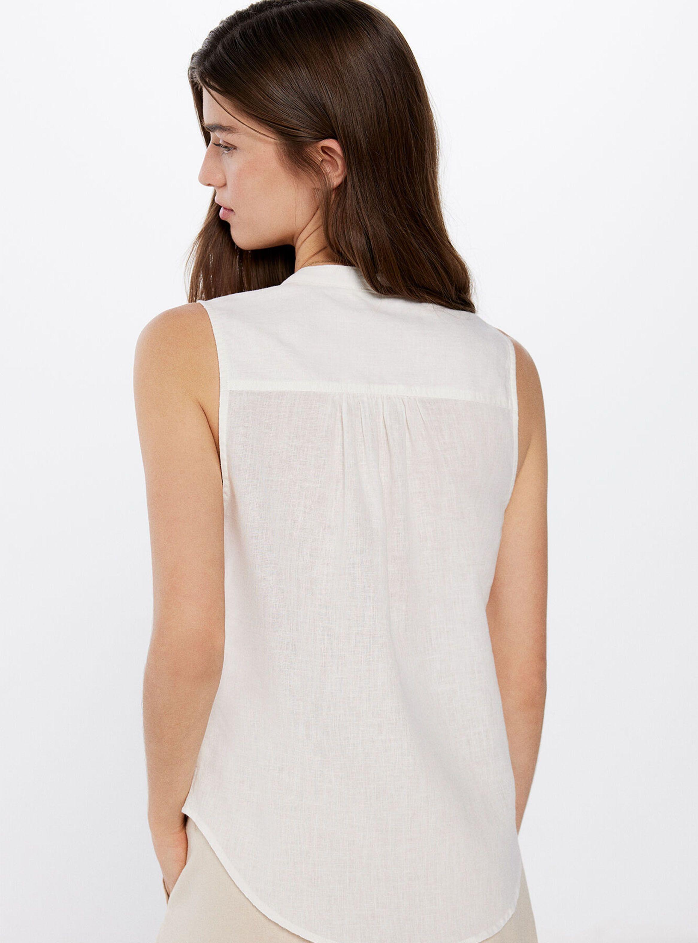 Blusa Cuello Mao sin Mangas Algodón Lino-1