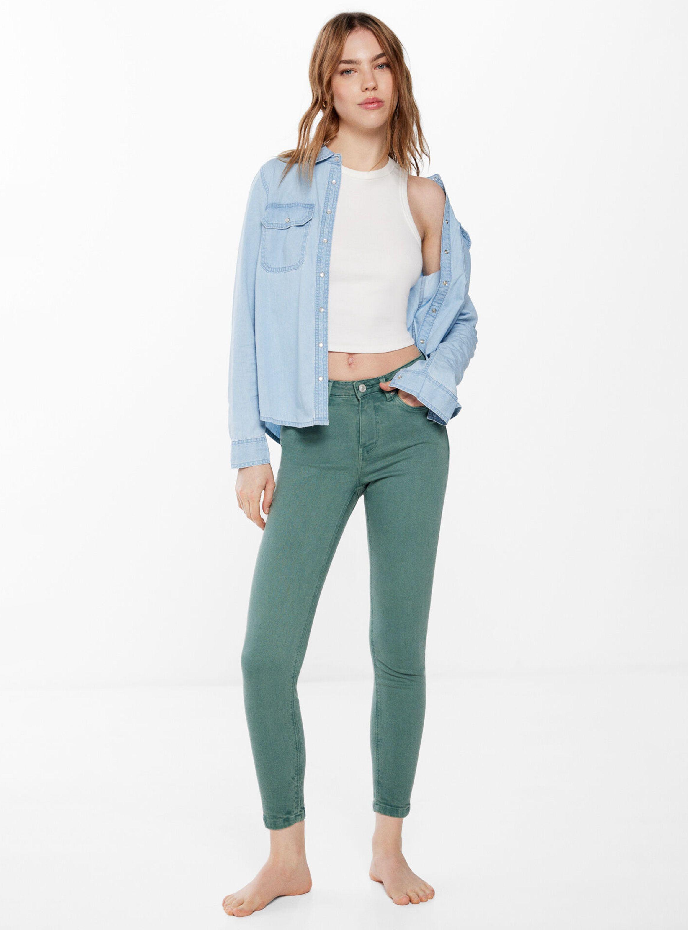 Jeans Color Slim Cropped Largo Tobillero-2