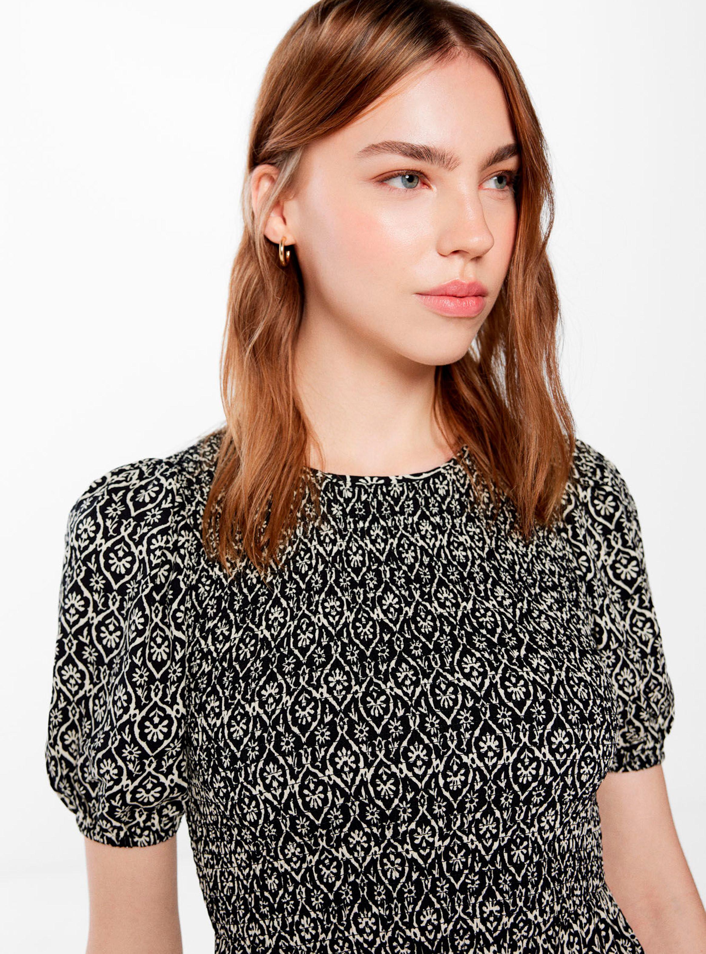 Vestido Midi Estampado Nido de Abeja-3